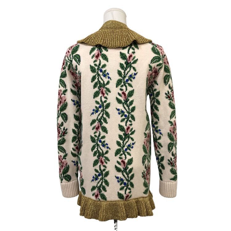 Gucci Gucci Floral Metallic Ruffle Cardigan Size XS Size XS / US 0-2 / IT 36-38 - 2 Thumbnail