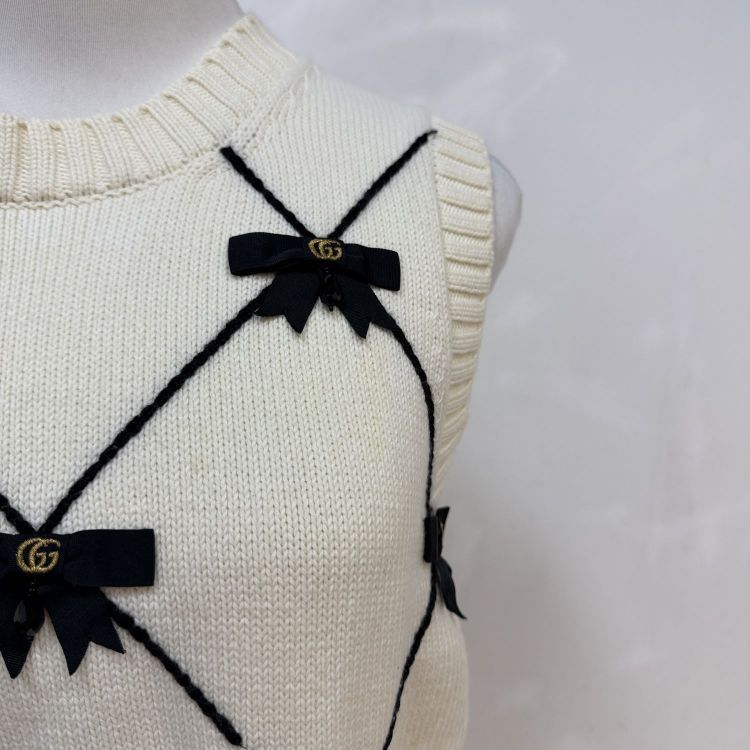 Gucci Gucci Diamond Bow Knit Vest Size M Size M / US 6-8 / IT 42-44 - 8 Thumbnail