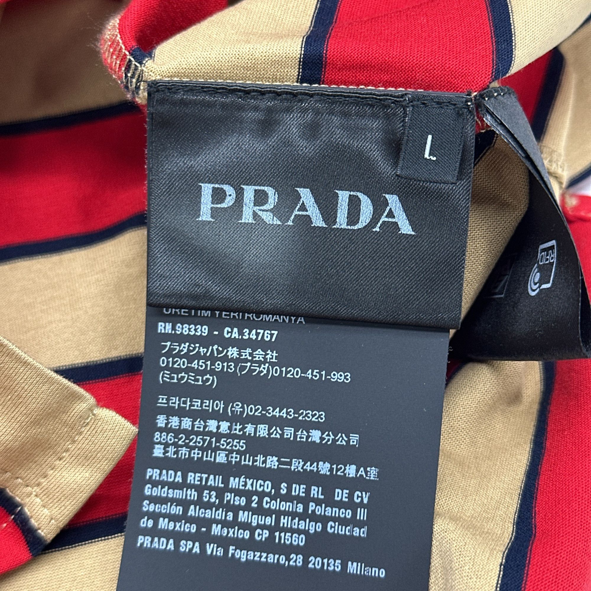 Prada Prada Striped Logo Polo Shirt Size L Size US L / EU 52-54 / 3 - 4 Thumbnail