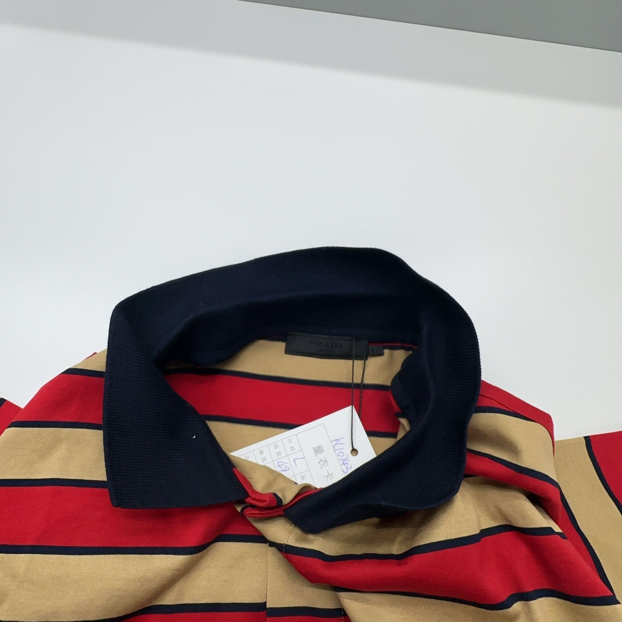 Prada Prada Striped Logo Polo Shirt Size L Size US L / EU 52-54 / 3 - 6 Thumbnail