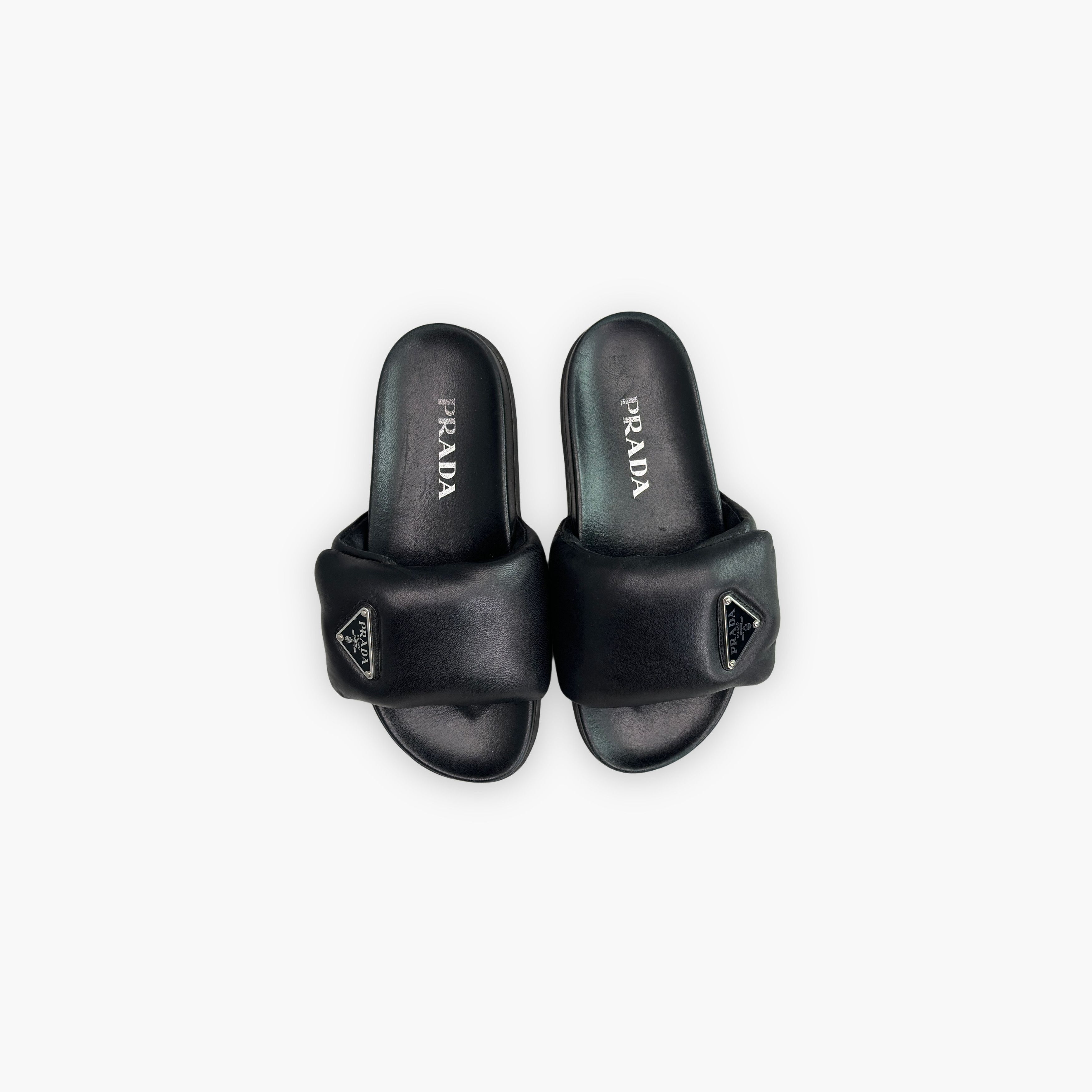 Prada Prada Logo Padded Leather Sandals Size 35 Size US 5 / IT 35 - 9 Thumbnail