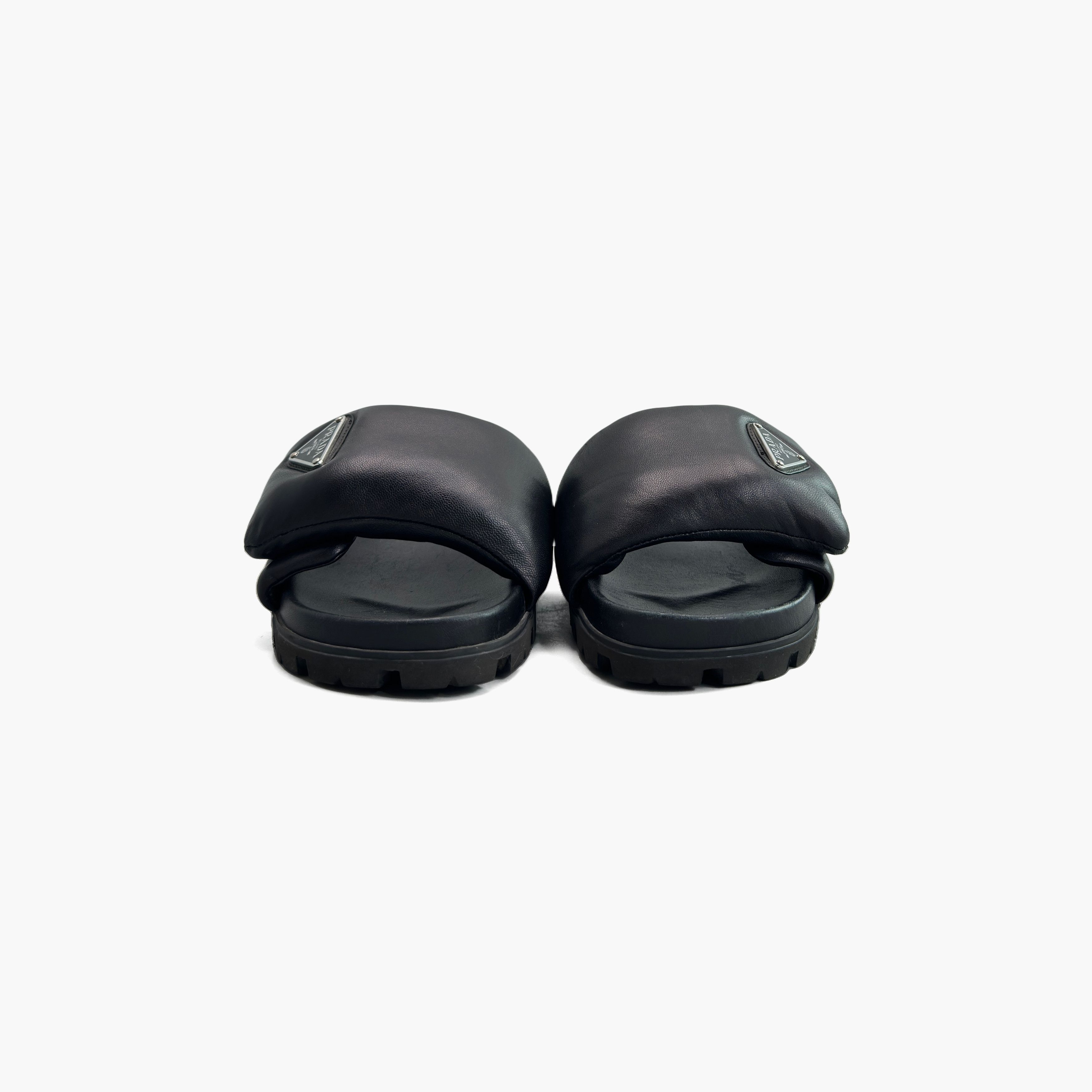 Prada Prada Logo Padded Leather Sandals Size 35 Size US 5 / IT 35 - 5 Thumbnail