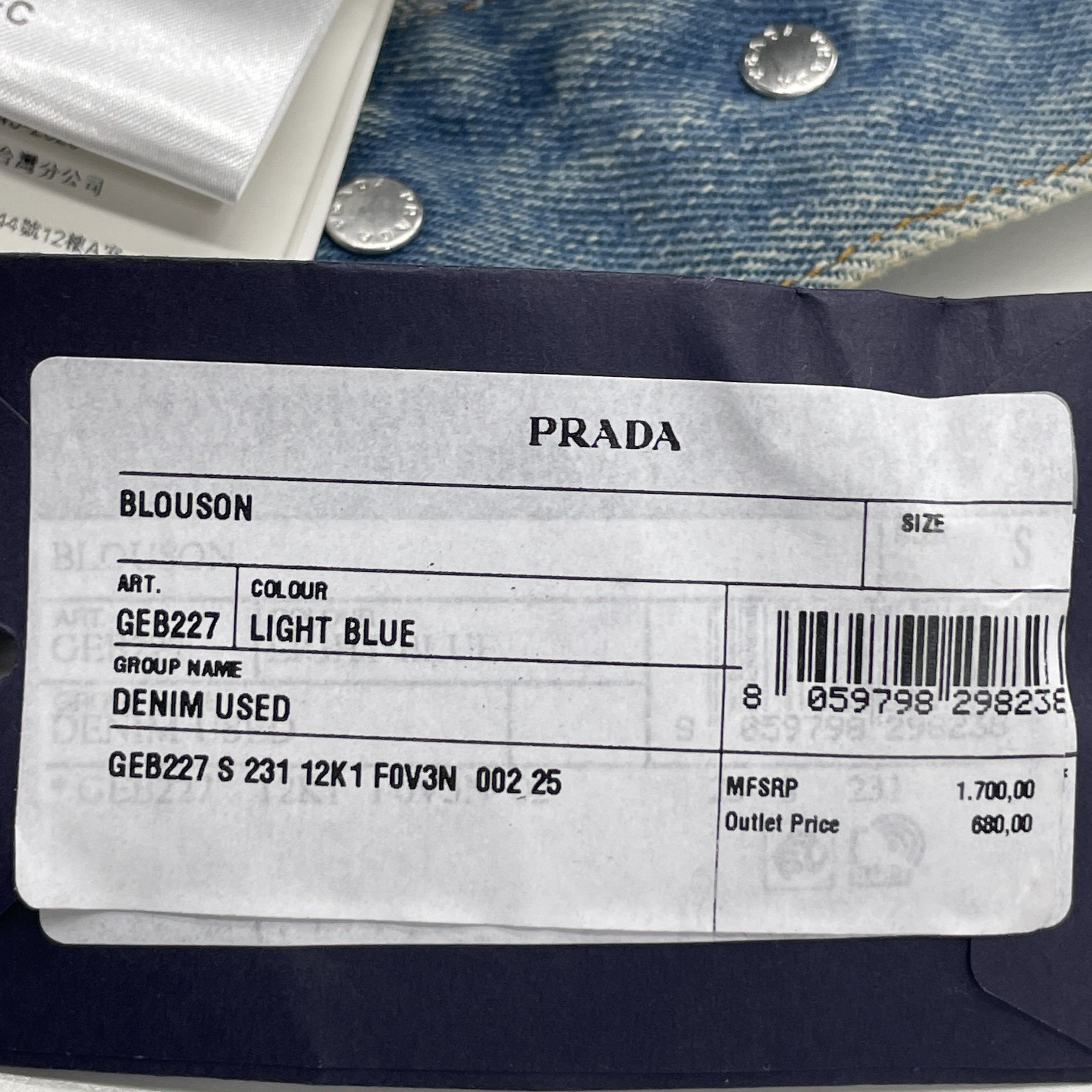 Prada PRADA Blue Denim Jacket Size S Size US S / EU 44-46 / 1 - 5 Thumbnail