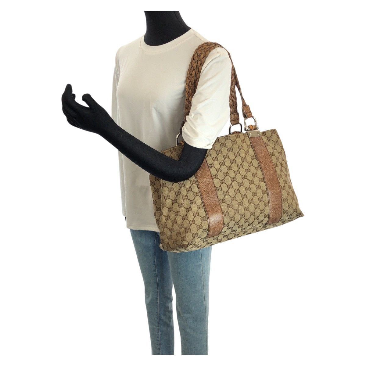 Gucci Gucci Gucci GG Canvas Leather Tote Bag Textile Tote Bag 232947 DUTY FREE for USA Size ONE SIZE - 7 Thumbnail