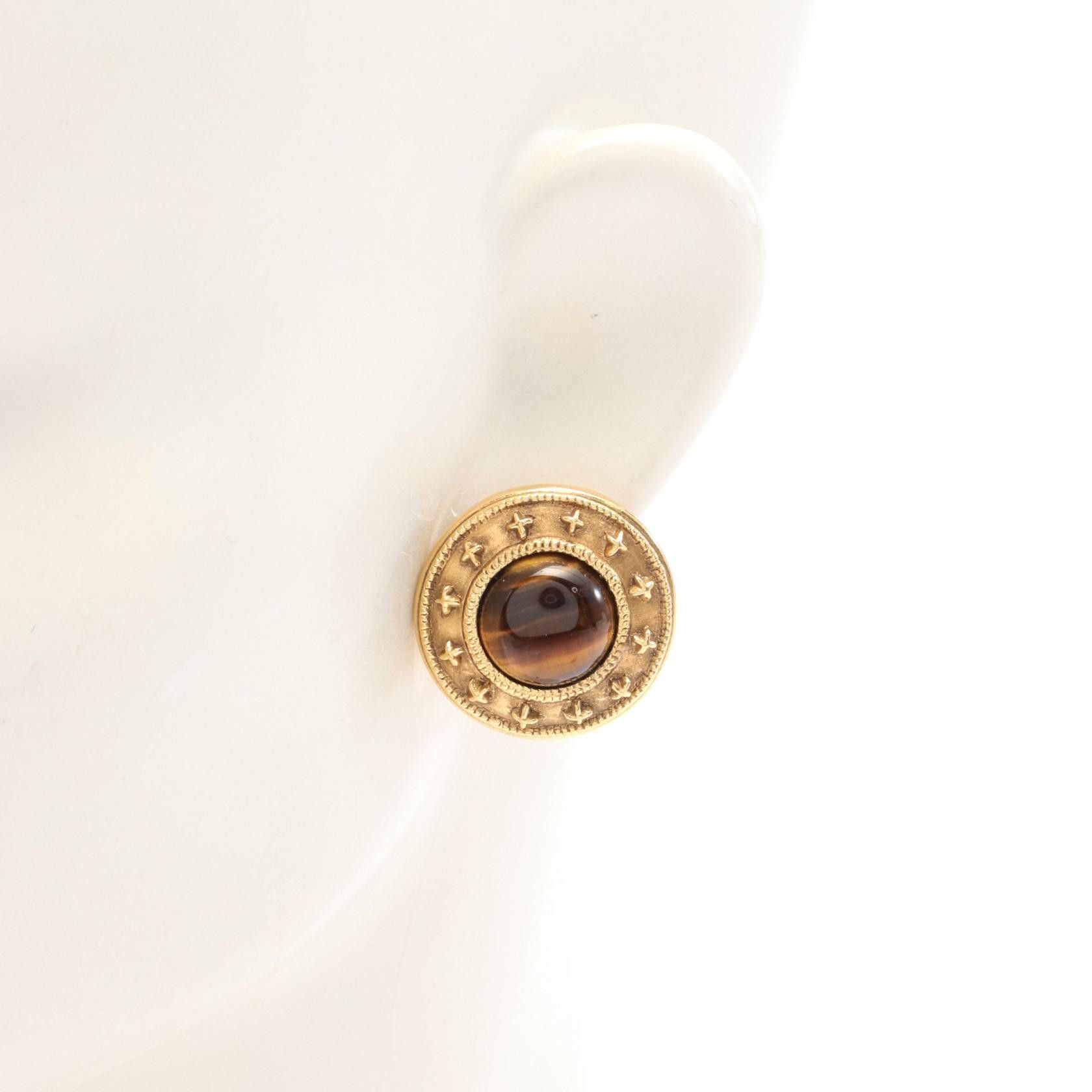 Chanel Chanel Chanel Tiger Eye Earrings Metal Earrings DUTY FREE for USA Size ONE SIZE - 4 Thumbnail