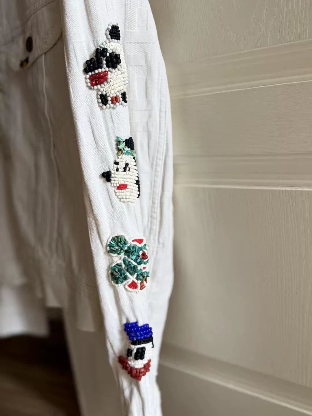 Kapital Kapital Bead Embroidery White Denim Jacket Size 40 Size US XXS / EU 40 - 4 Thumbnail