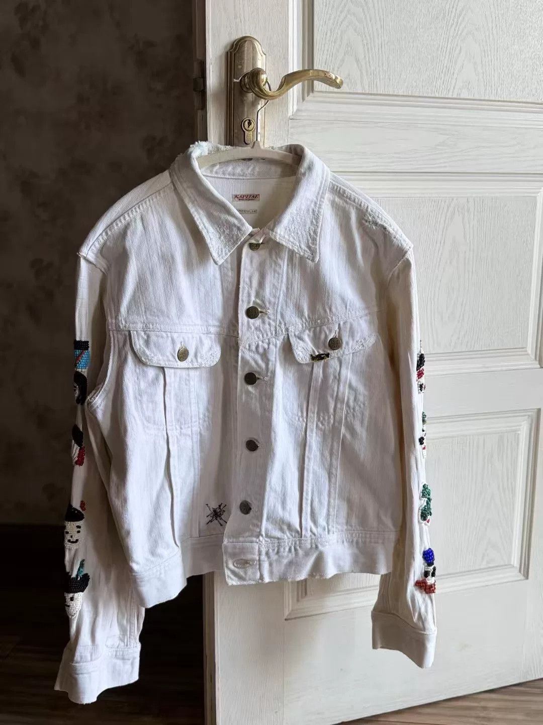 Kapital Kapital Bead Embroidery White Denim Jacket Size 40 Size US XXS / EU 40 - 2 Thumbnail