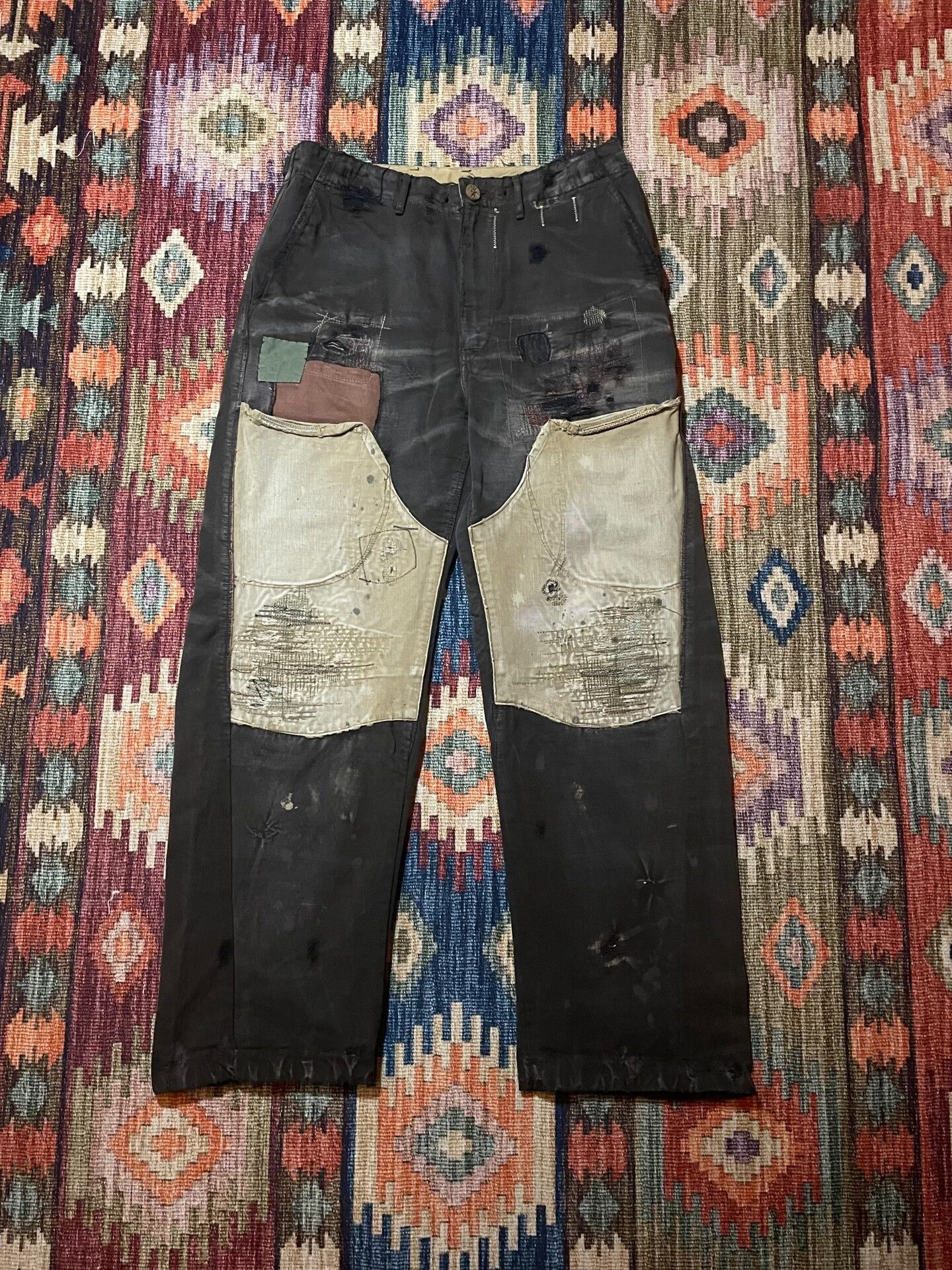 Kapital KAPITAL Mud Dyed Patchwork Casual Pants US 33 Size US 33 - 2 Thumbnail