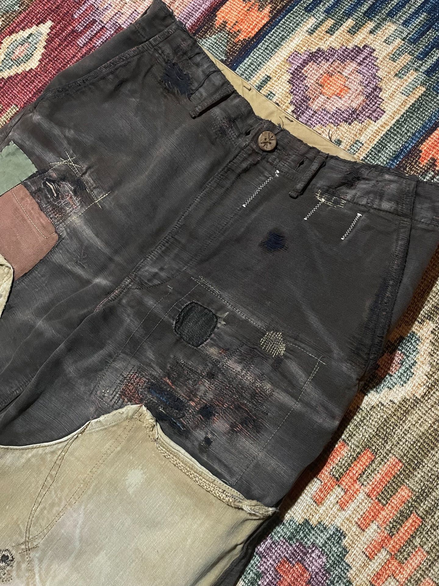 Kapital KAPITAL Mud Dyed Patchwork Casual Pants US 33 Size US 33 - 4 Thumbnail