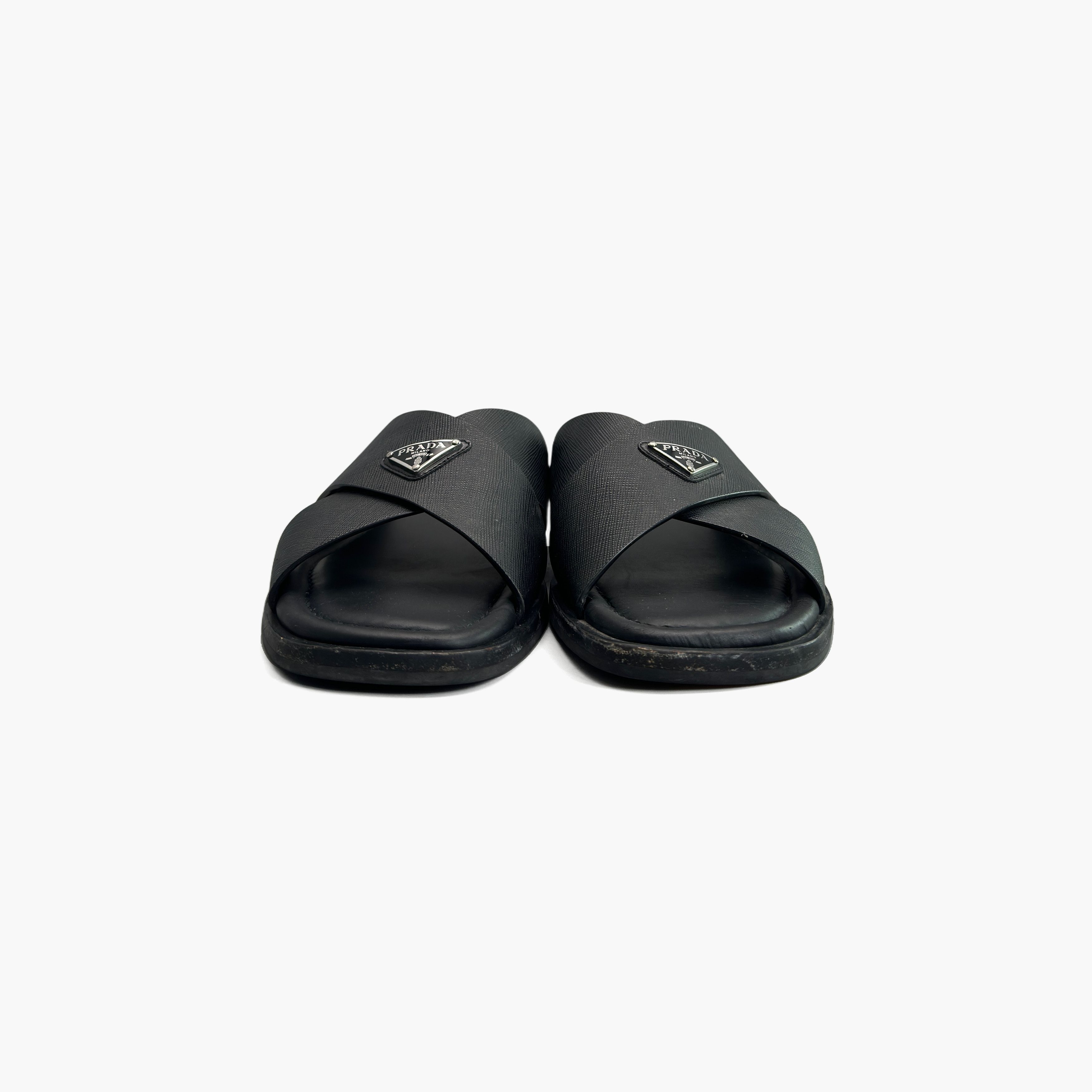 Prada Prada Saffiano Leather Cross-Strap Slides Size 8.5 Size US 8.5 / EU 41-42 - 5 Thumbnail