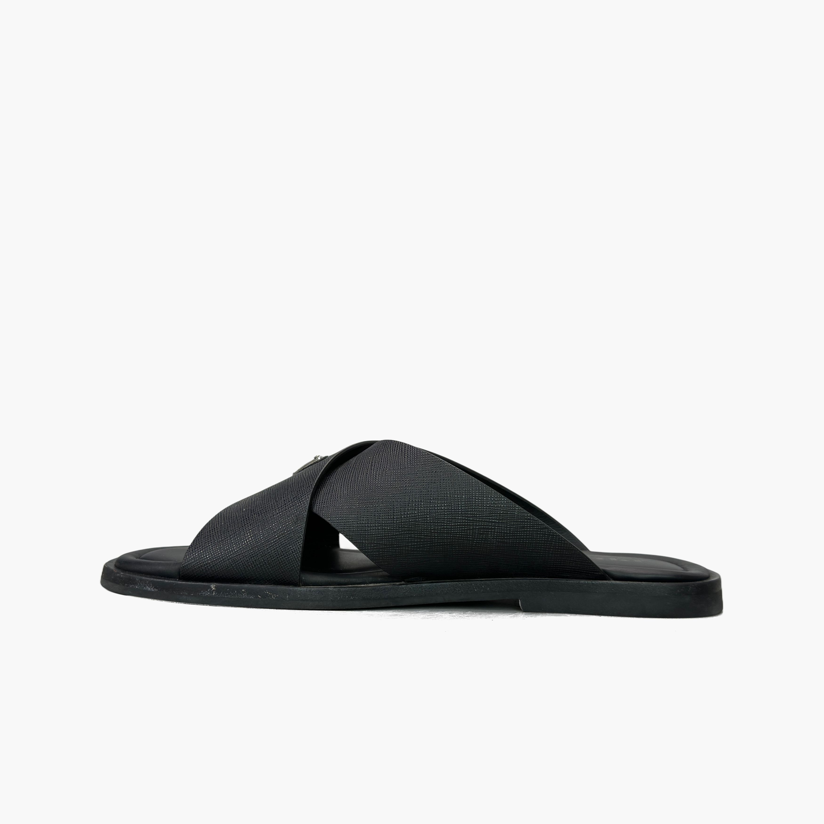 Prada Prada Saffiano Leather Cross-Strap Slides Size 8.5 Size US 8.5 / EU 41-42 - 3 Thumbnail