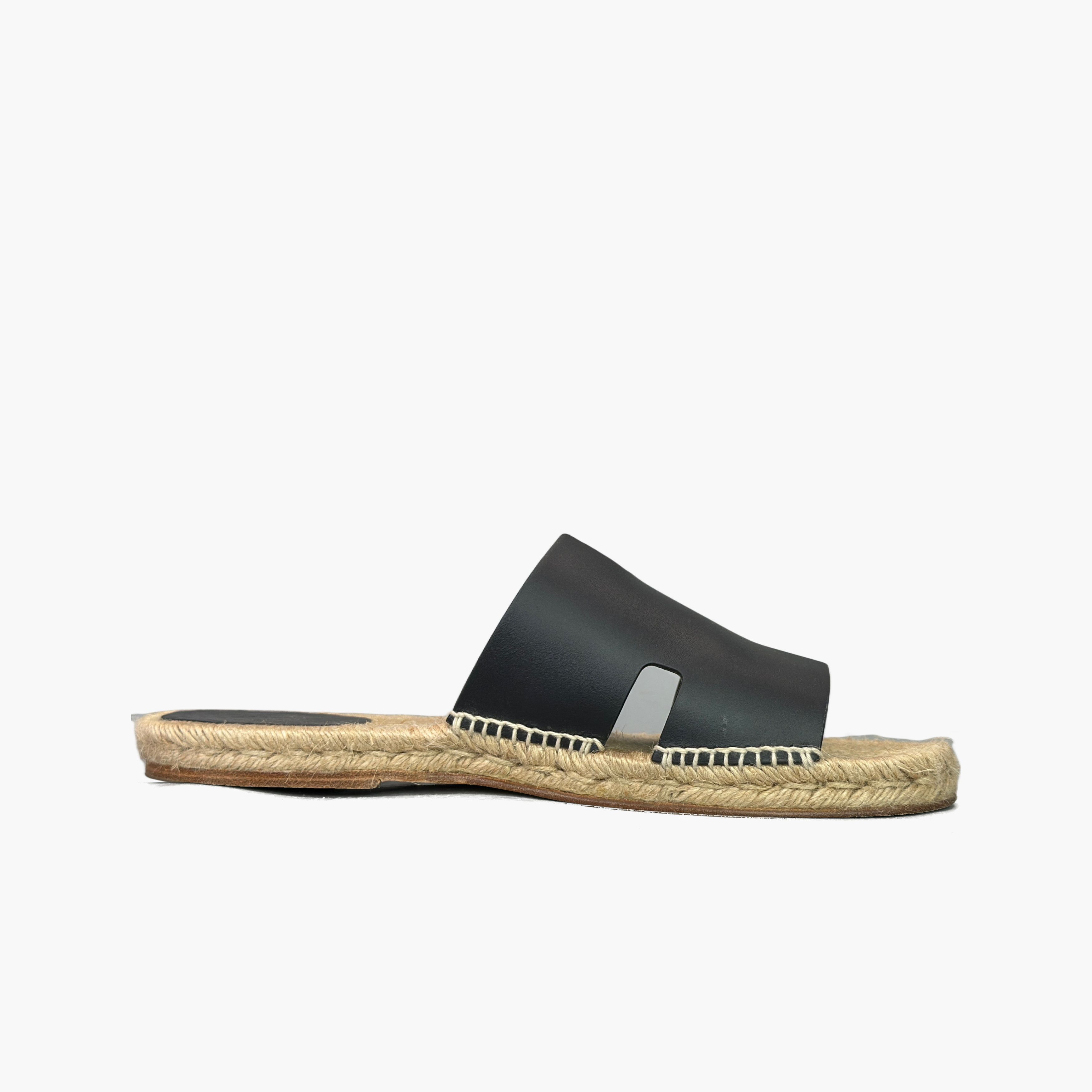Hermes Hermès Antigua Leather Sandals Black Size 10 Size US 10 / EU 43 - 2 Thumbnail