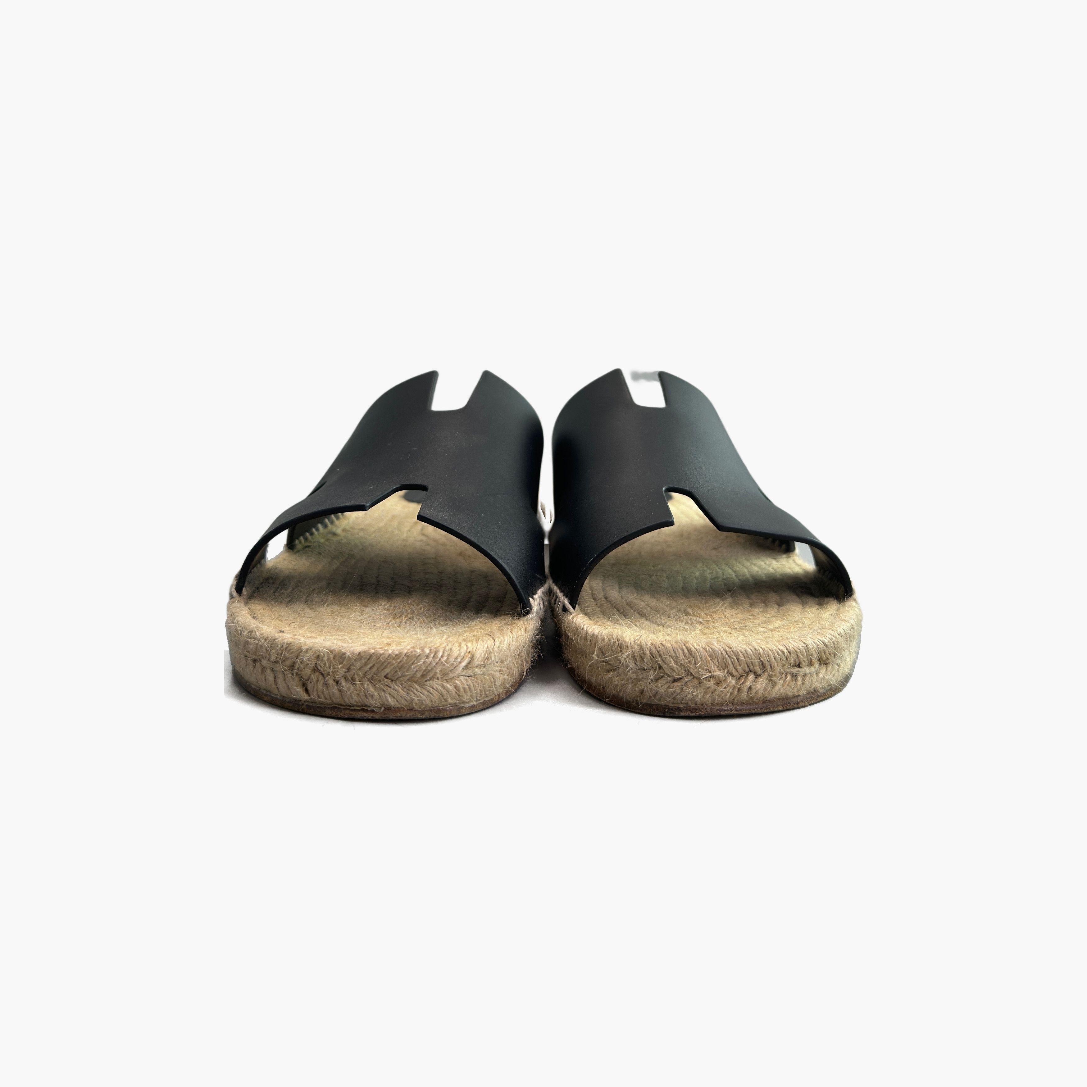 Hermes Hermès Antigua Leather Sandals Black Size 10 Size US 10 / EU 43 - 5 Thumbnail