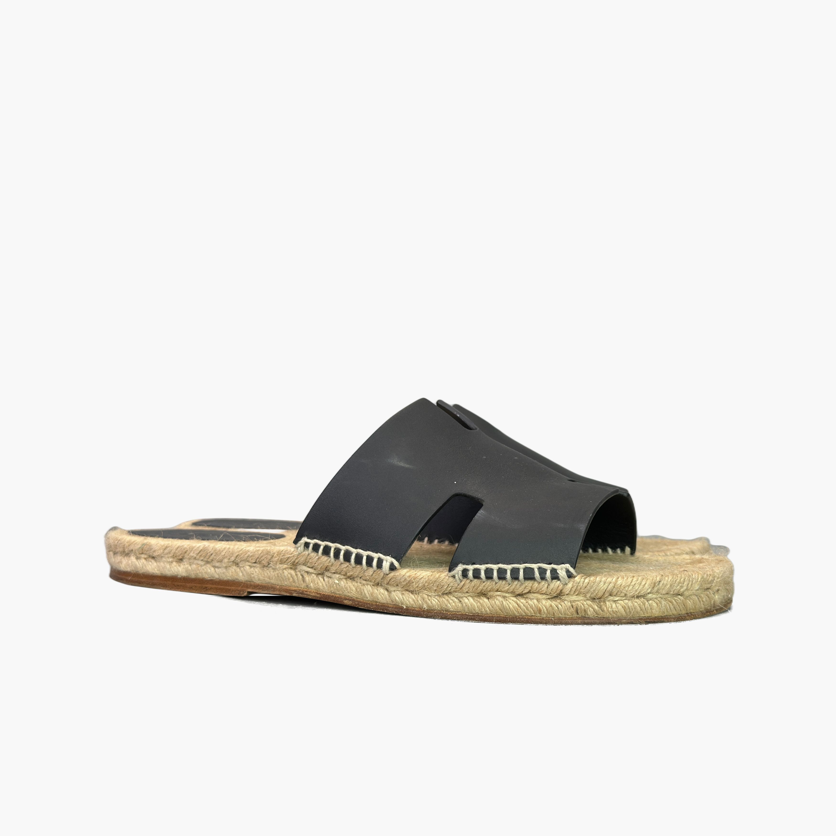 Hermes Hermès Antigua Leather Sandals Black Size 10 Size US 10 / EU 43 - 4 Thumbnail