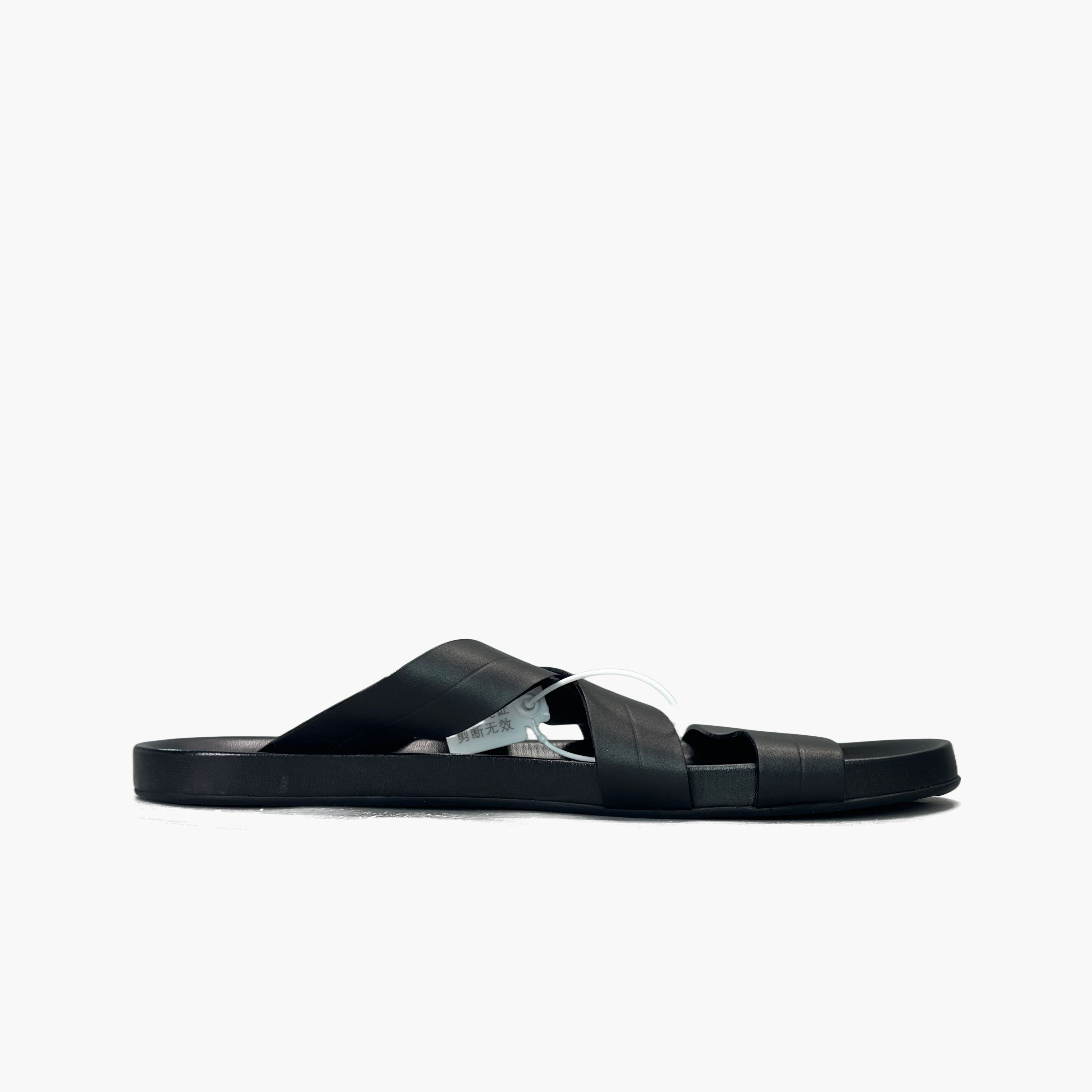 Louis Vuitton Louis Vuitton Black Leather Logo Slides Size 10.5 Size US 10.5 / EU 43-44 - 2 Thumbnail