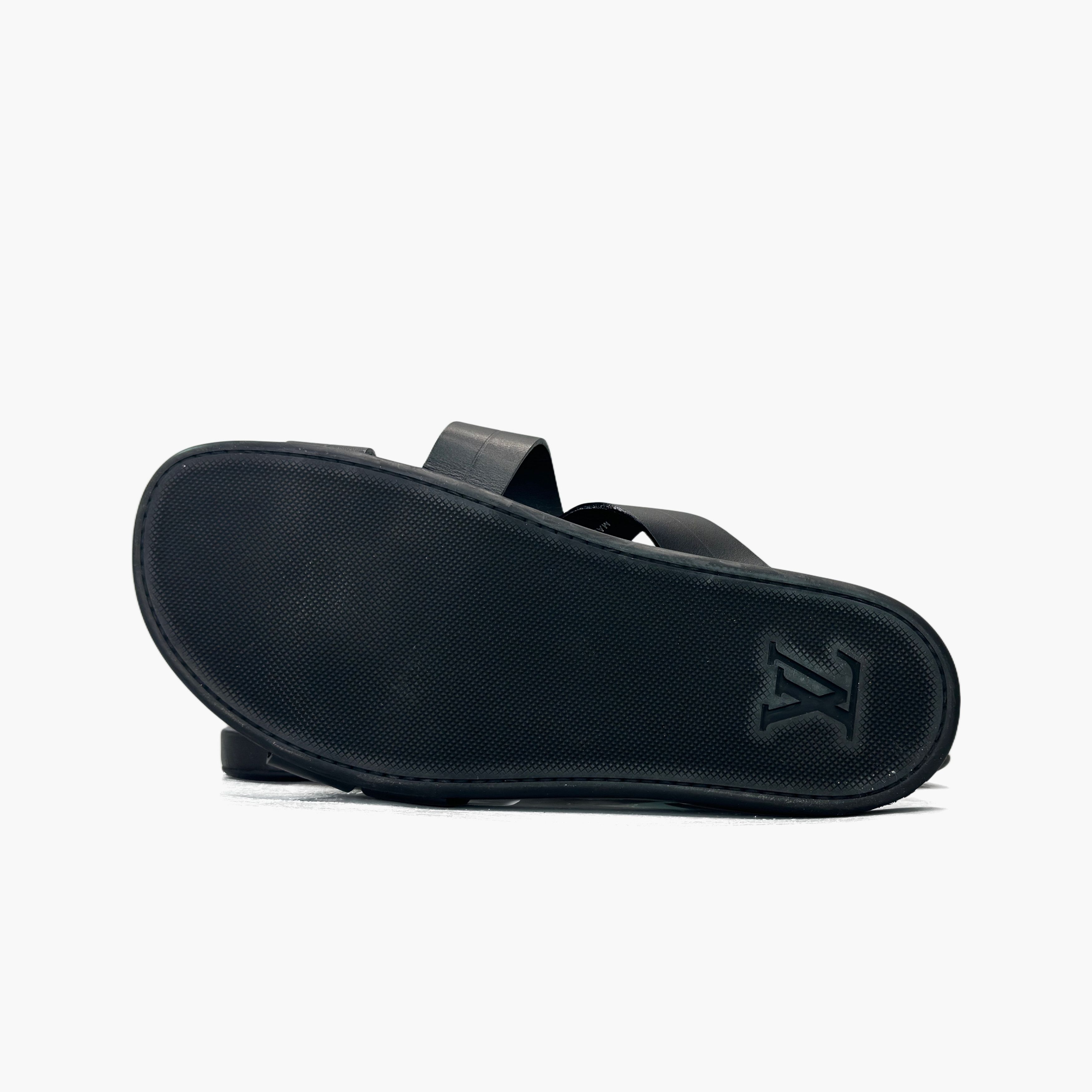 Louis Vuitton Louis Vuitton Black Leather Logo Slides Size 10.5 Size US 10.5 / EU 43-44 - 8 Thumbnail