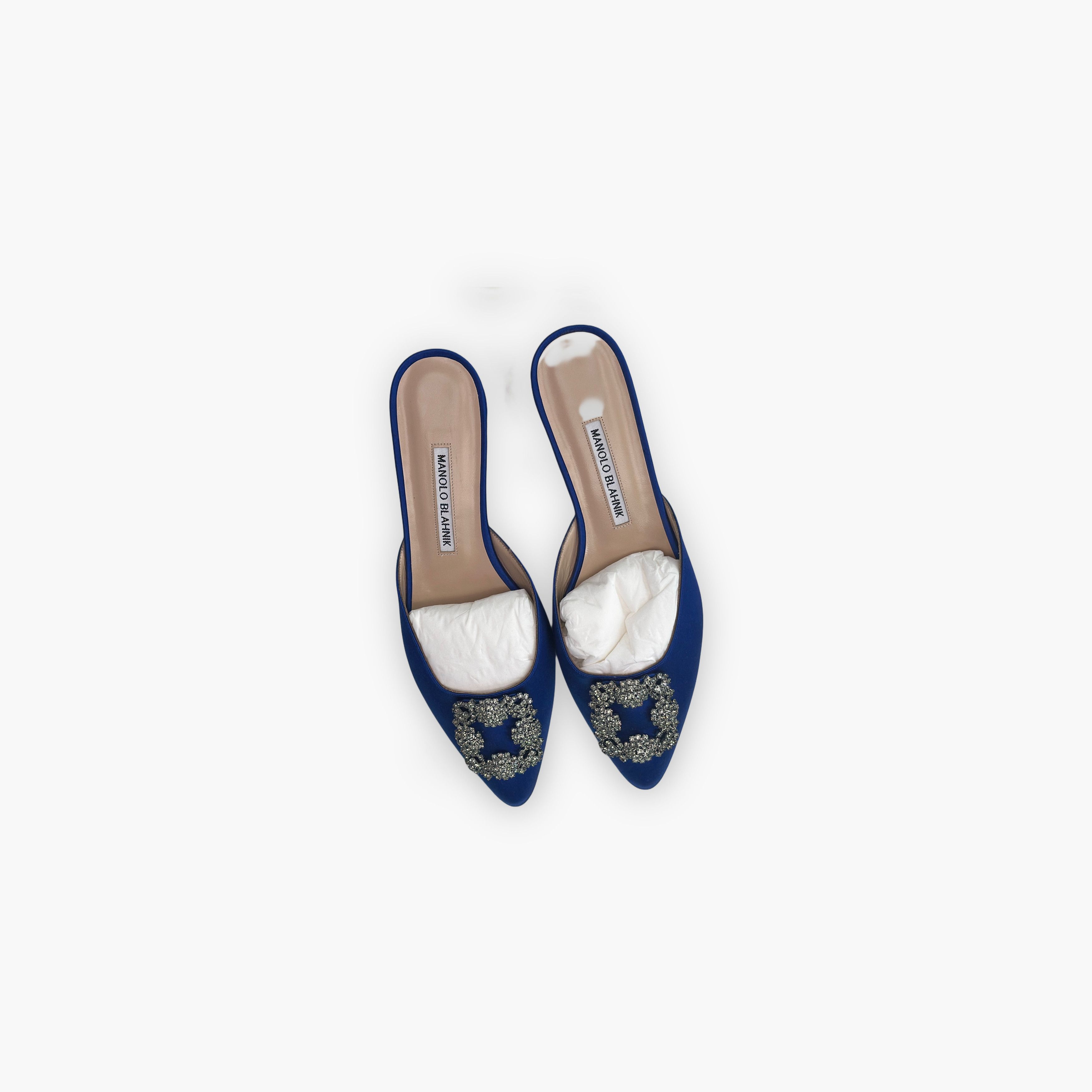 Manolo Blahnik Manolo Blahnik Crystal Buckle Satin Mules Size 38 Size US 8 / IT 38 - 9 Thumbnail
