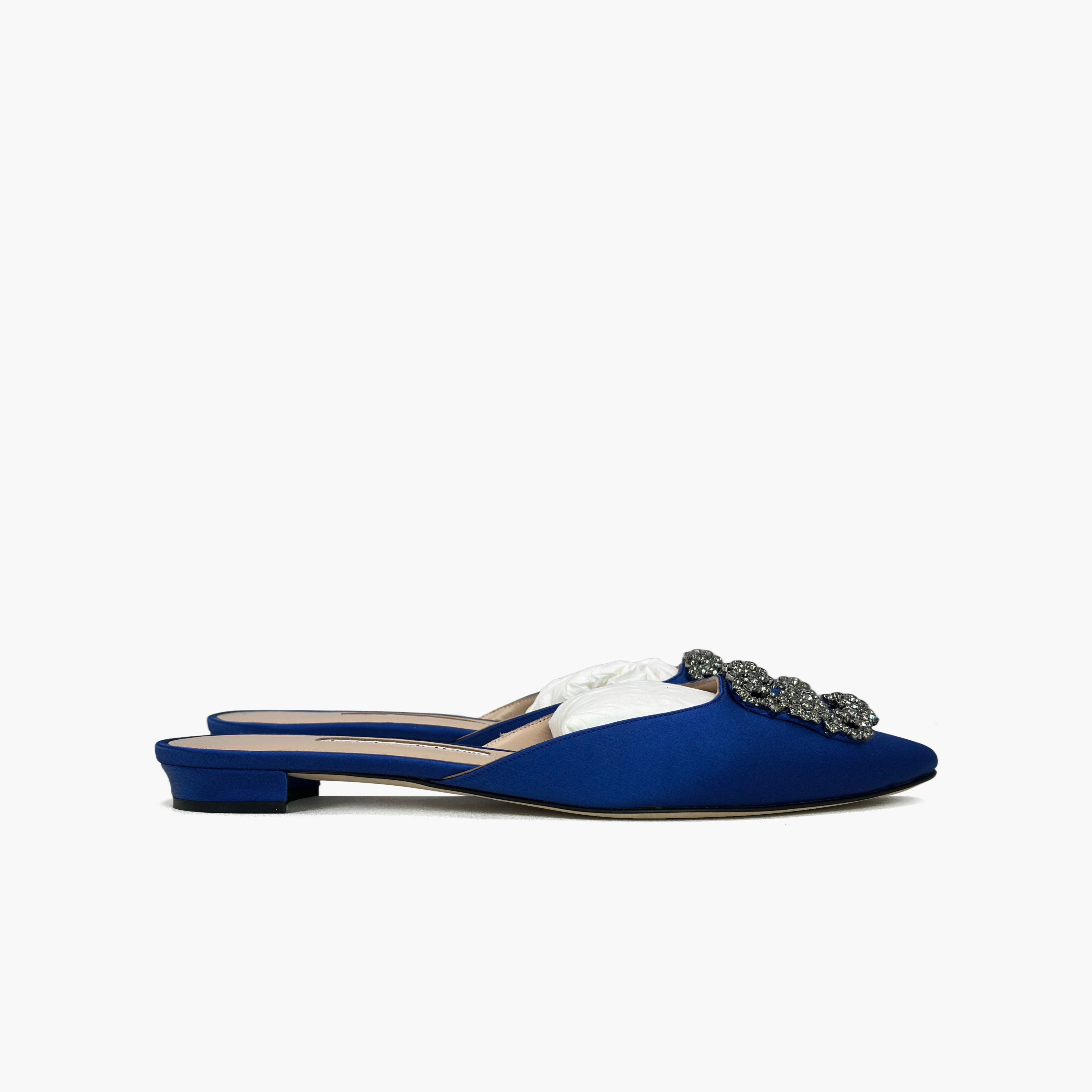 Manolo Blahnik Manolo Blahnik Crystal Buckle Satin Mules Size 38 Size US 8 / IT 38 - 4 Thumbnail