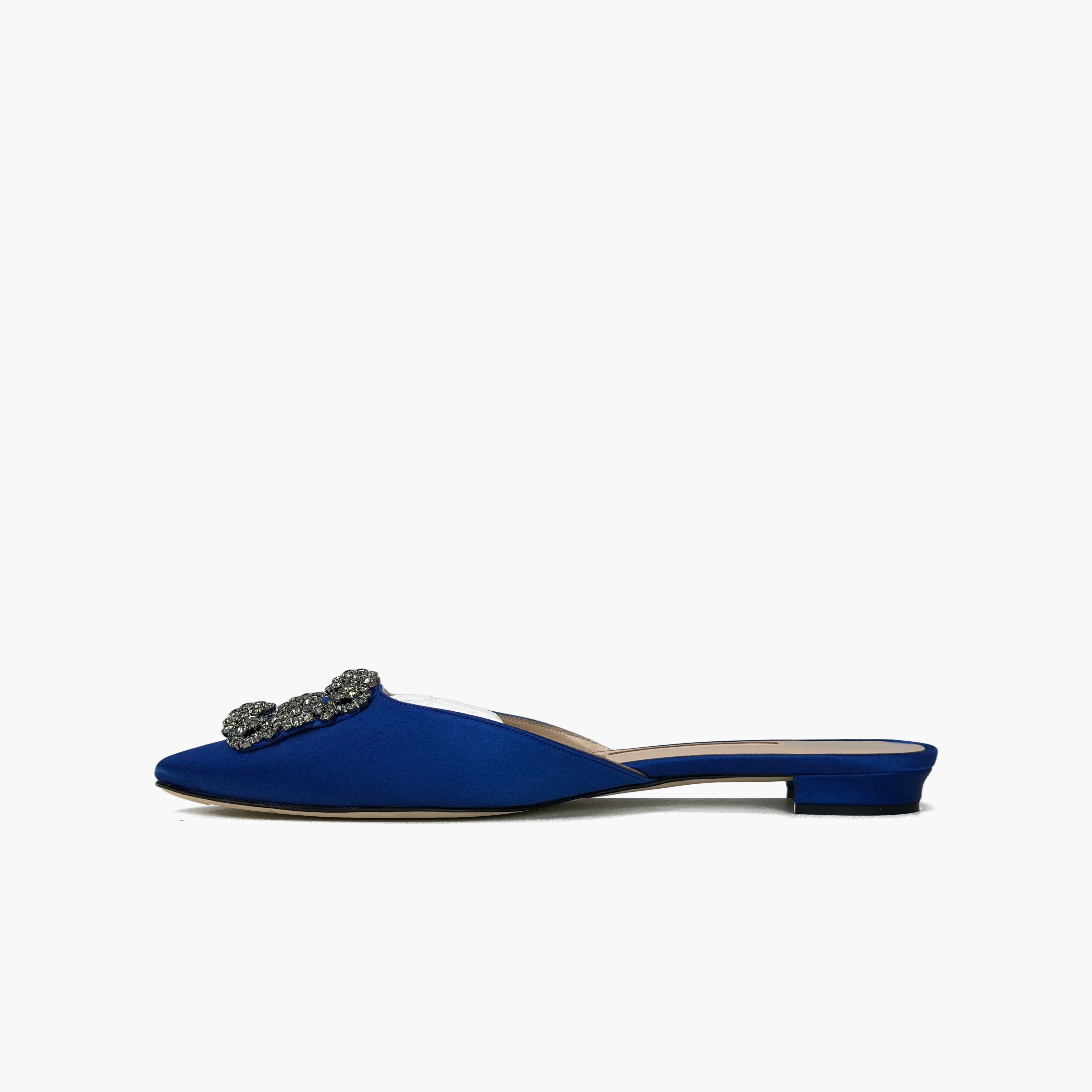 Manolo Blahnik Manolo Blahnik Crystal Buckle Satin Mules Size 38 Size US 8 / IT 38 - 3 Thumbnail