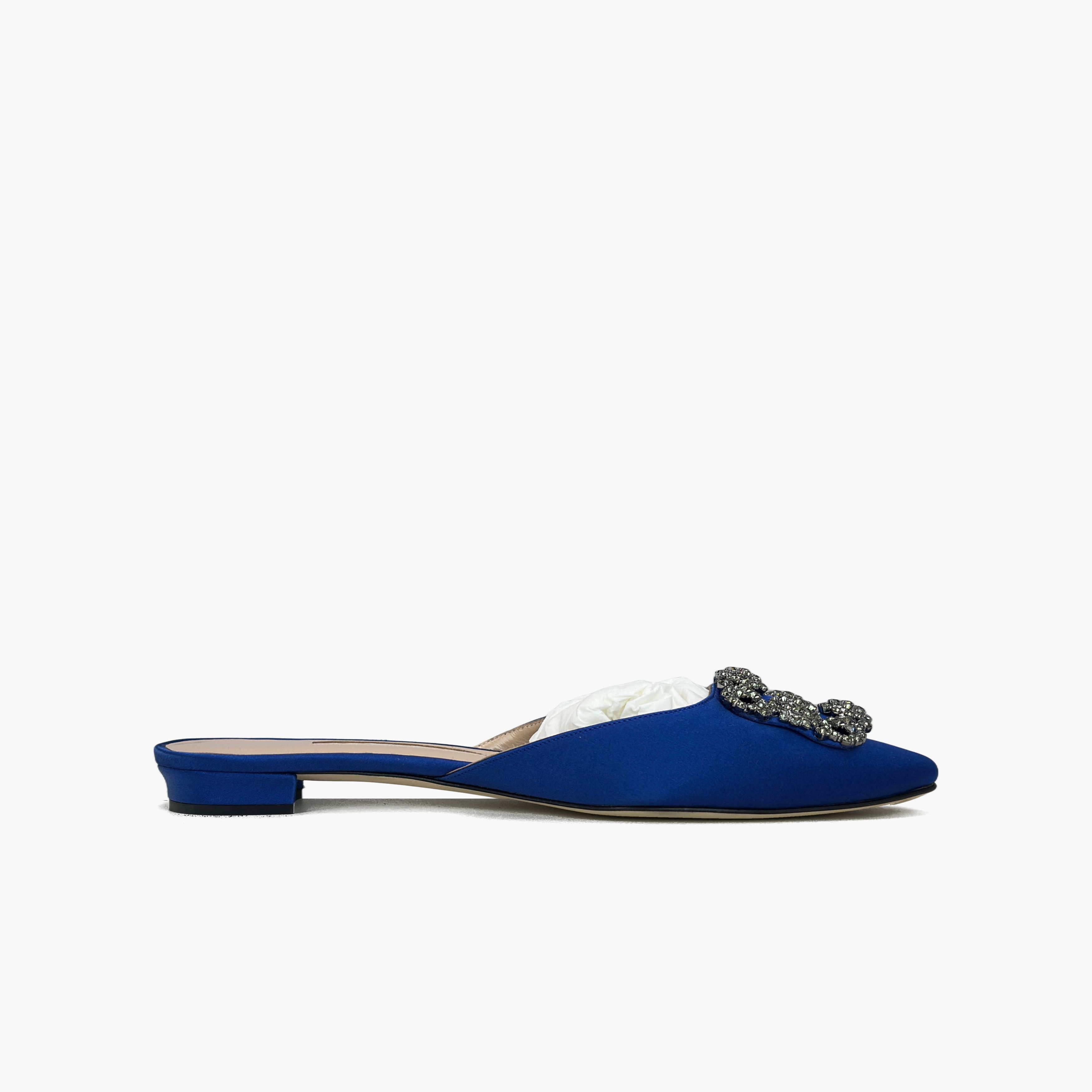Manolo Blahnik Manolo Blahnik Crystal Buckle Satin Mules Size 38 Size US 8 / IT 38 - 2 Thumbnail