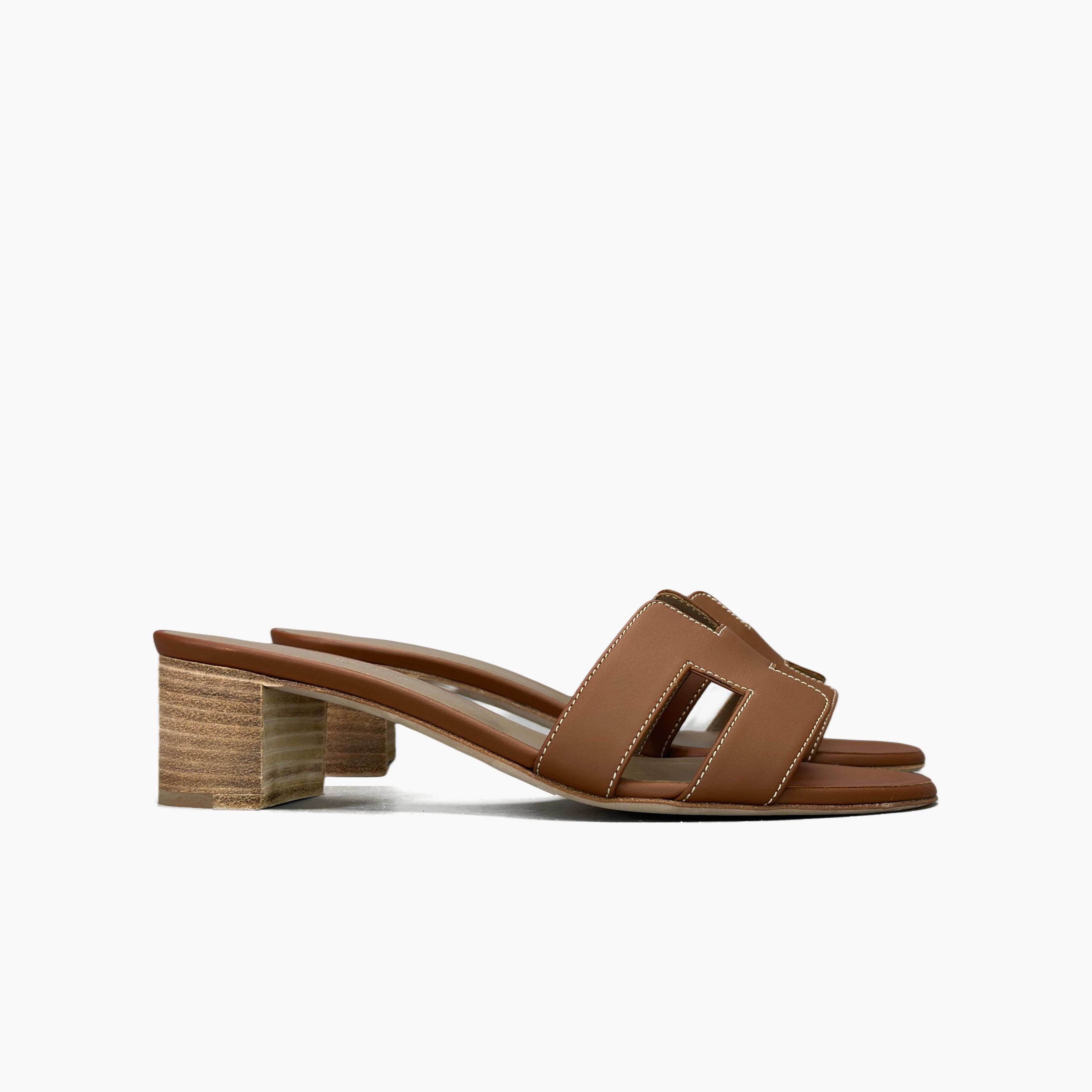 Hermes Hermès Brown Leather Oasis Sandals Size 38 Size US 7 / IT 37 - 4 Thumbnail