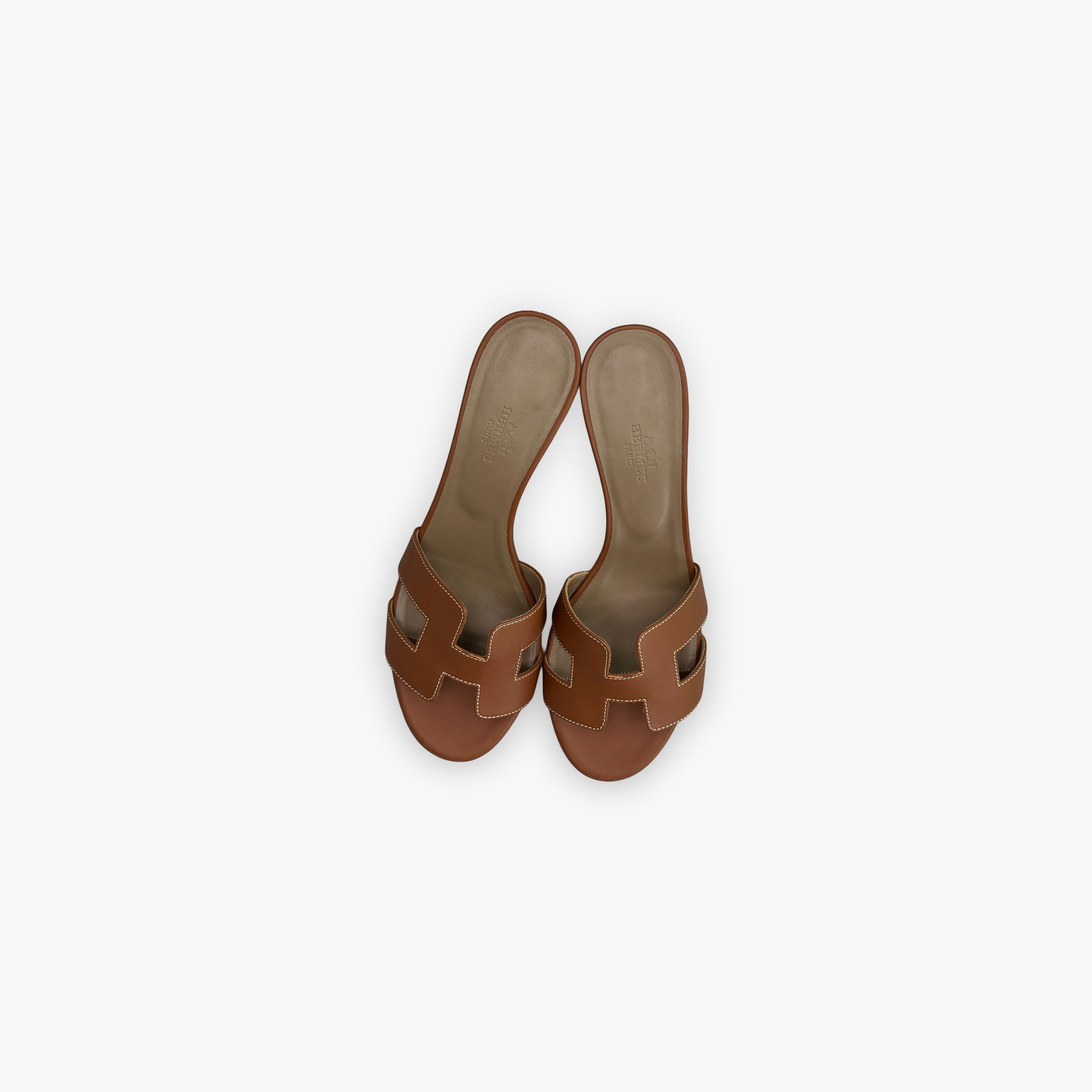 Hermes Hermès Brown Leather Oasis Sandals Size 38 Size US 7 / IT 37 - 9 Thumbnail