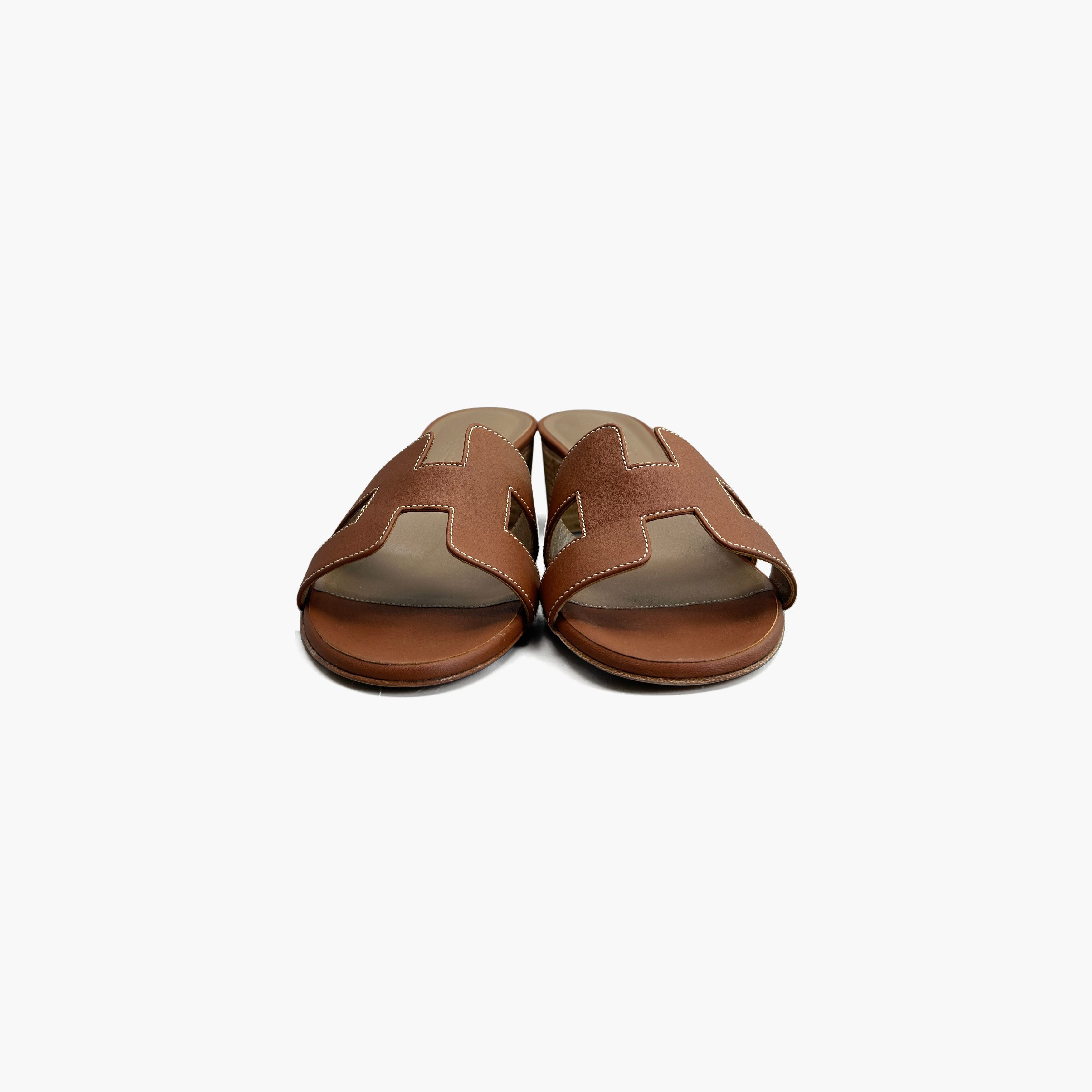Hermes Hermès Brown Leather Oasis Sandals Size 38 Size US 7 / IT 37 - 5 Thumbnail