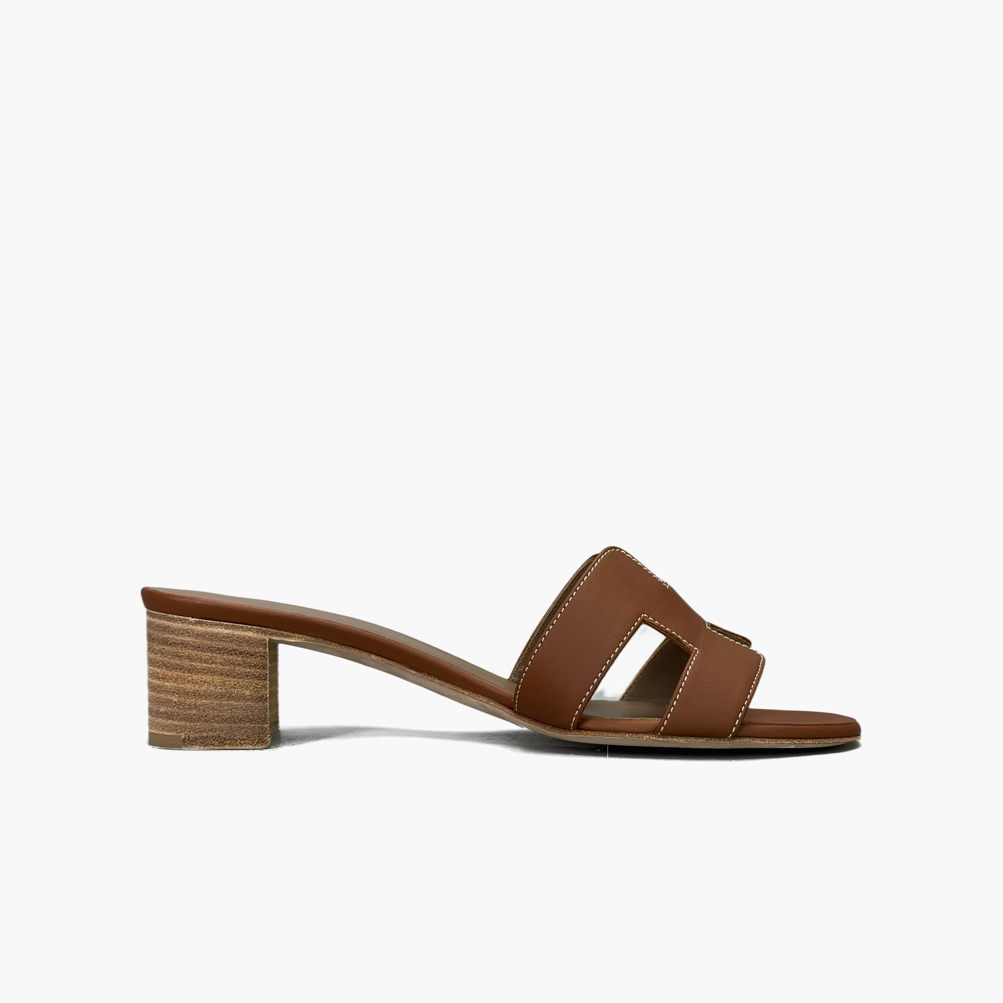 Hermes Hermès Brown Leather Oasis Sandals Size 38 Size US 7 / IT 37 - 2 Thumbnail