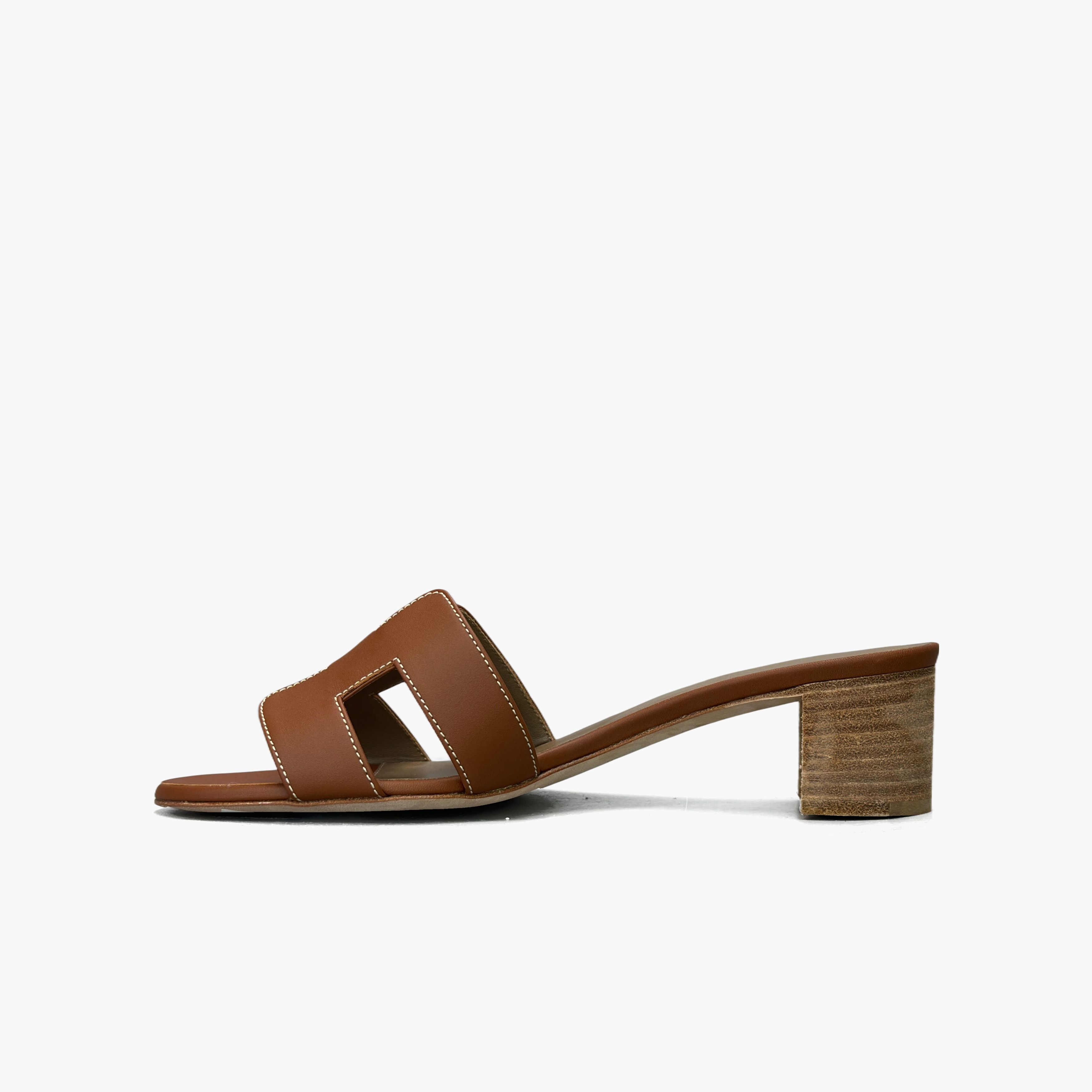 Hermes Hermès Brown Leather Oasis Sandals Size 38 Size US 7 / IT 37 - 3 Thumbnail