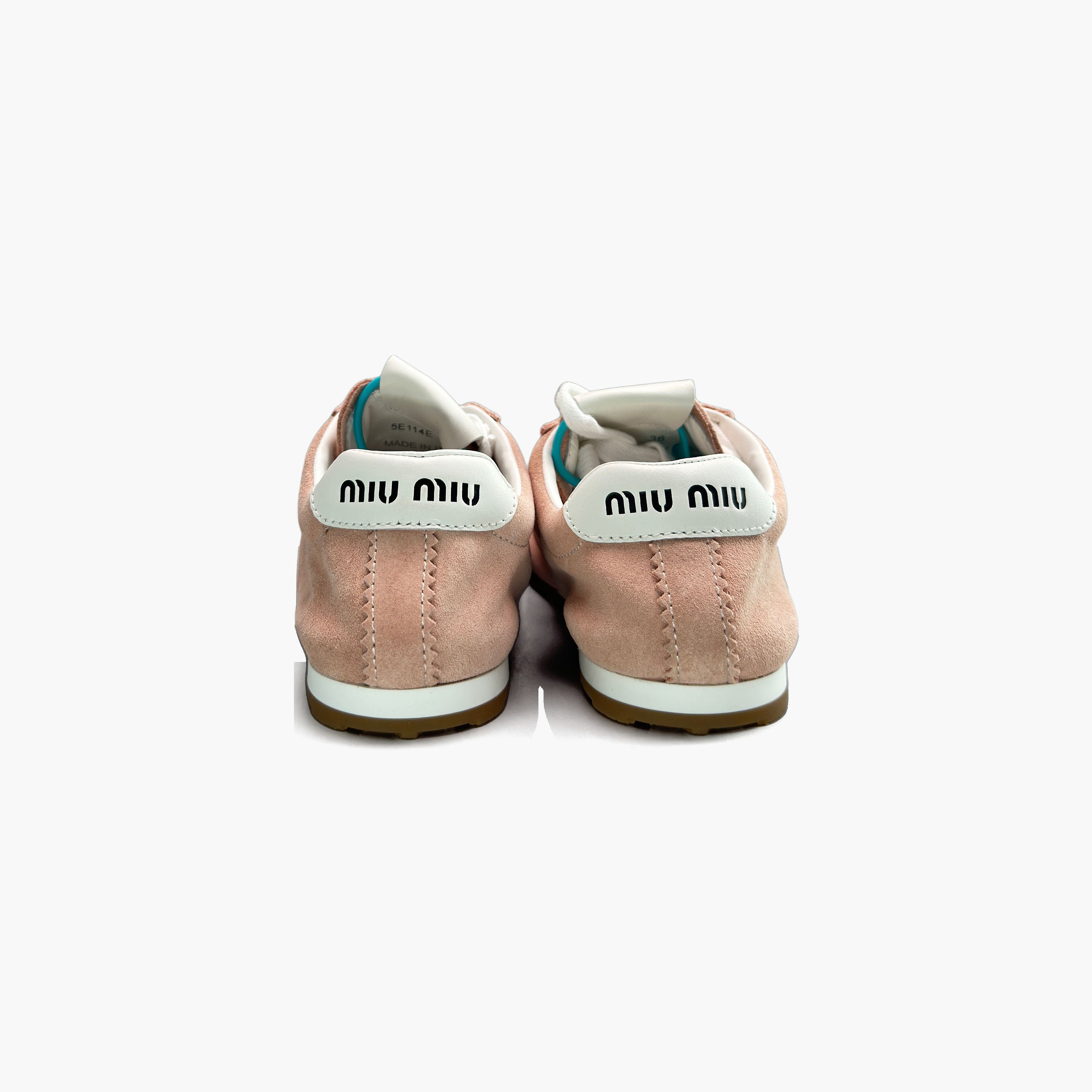 Miu Miu Miu Miu Suede Low-Top Sneakers Pink Size 36 Size US 6 / IT 36 - 6 Thumbnail