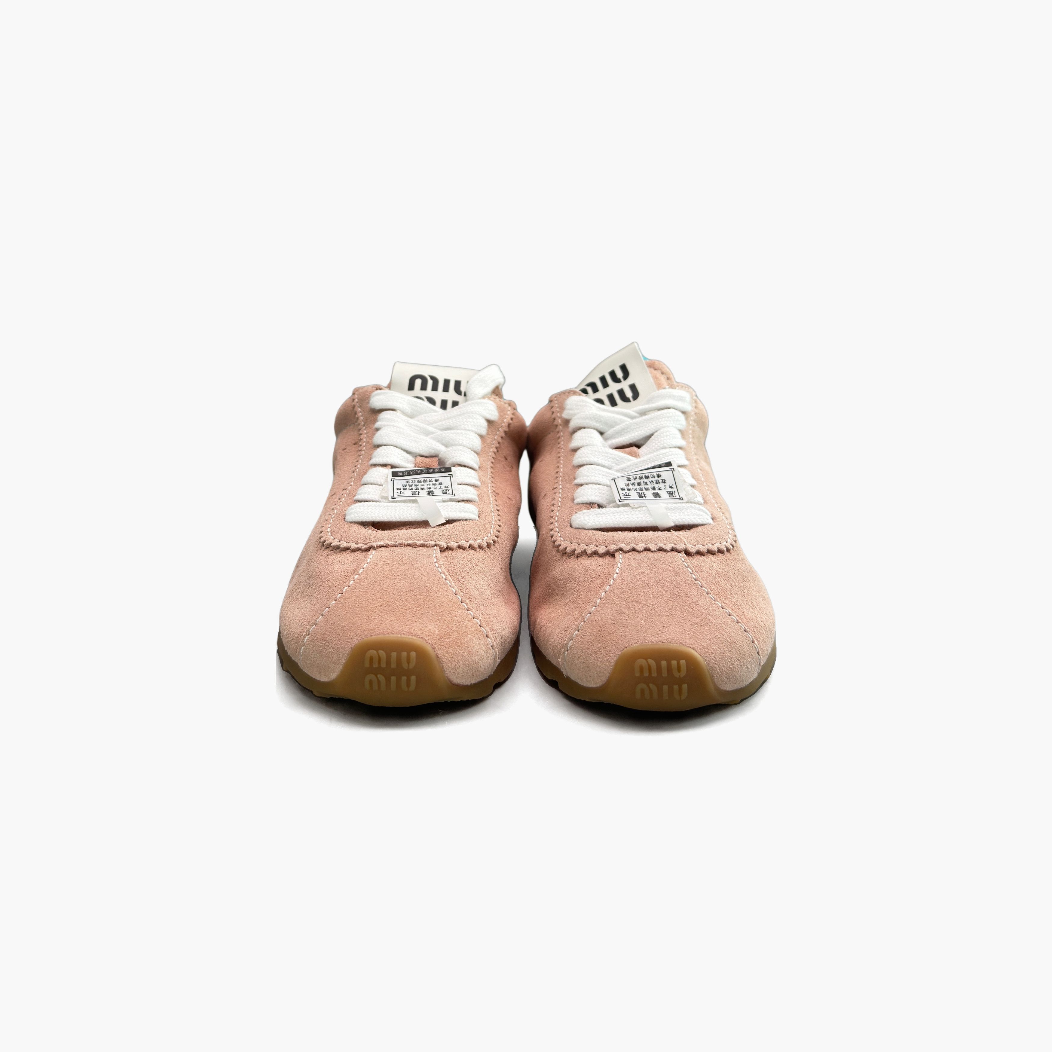 Miu Miu Miu Miu Suede Low-Top Sneakers Pink Size 36 Size US 6 / IT 36 - 5 Thumbnail
