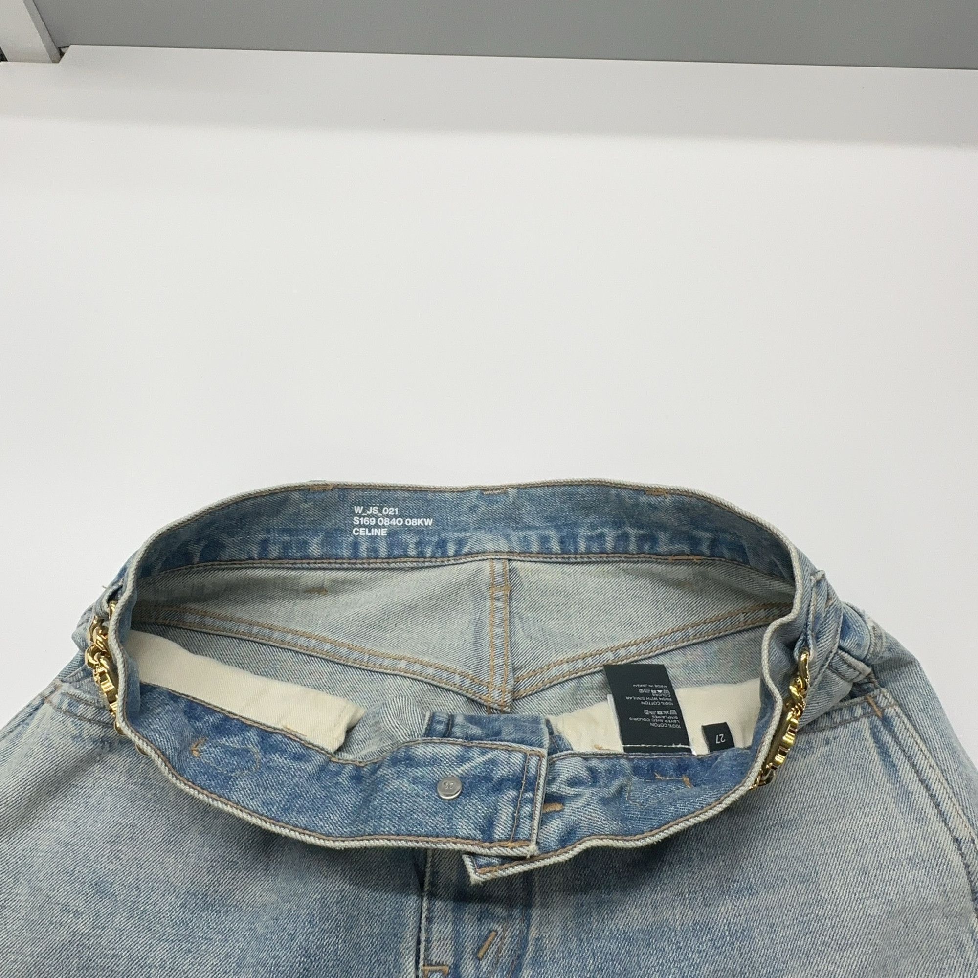 Celine Celine Chain Detail Denim Mini Skirt Size 27 Size 27" / US 4 / IT 40 - 5 Thumbnail