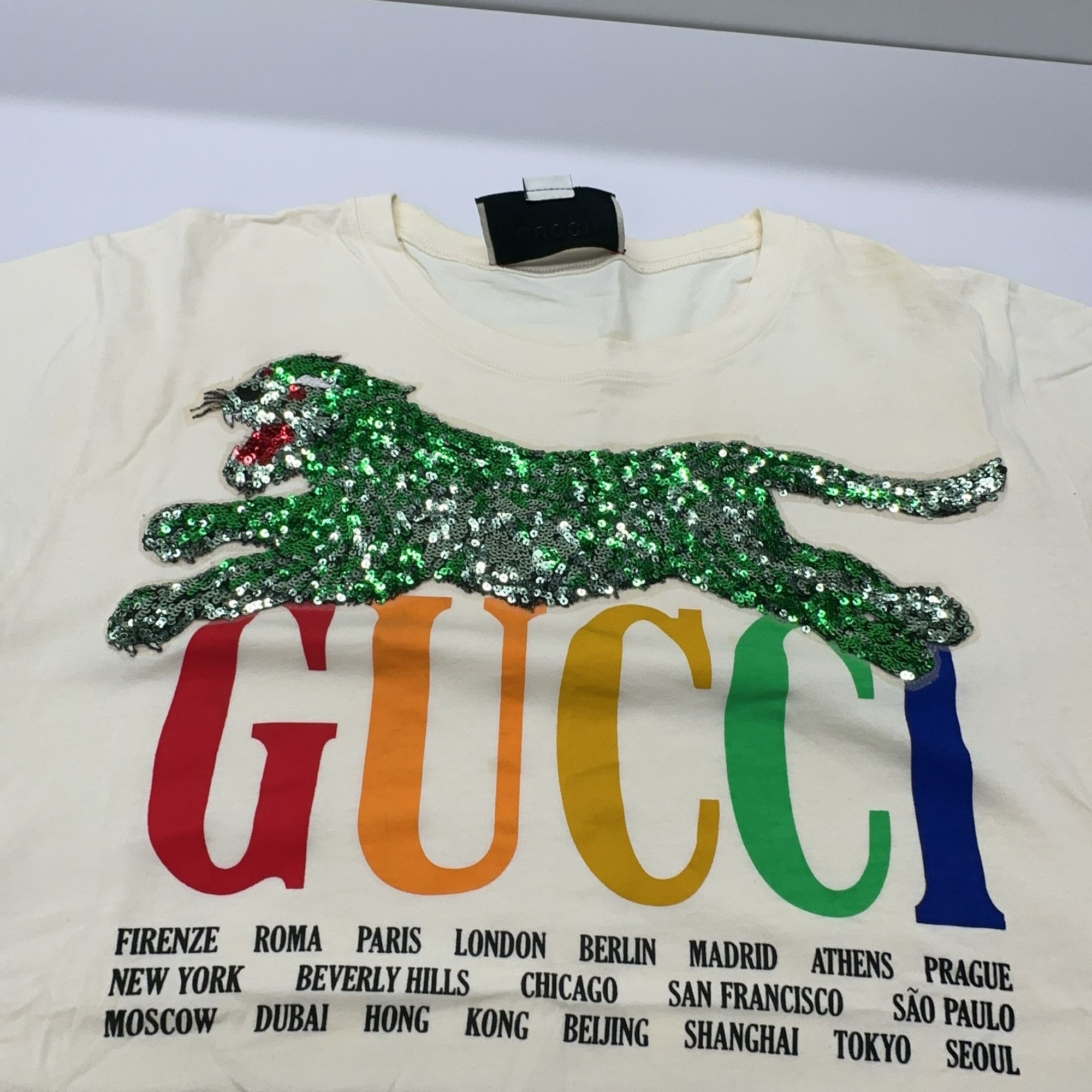 Gucci Gucci Sequin Panther Logo T-Shirt Size S Size US S / EU 44-46 / 1 - 7 Thumbnail