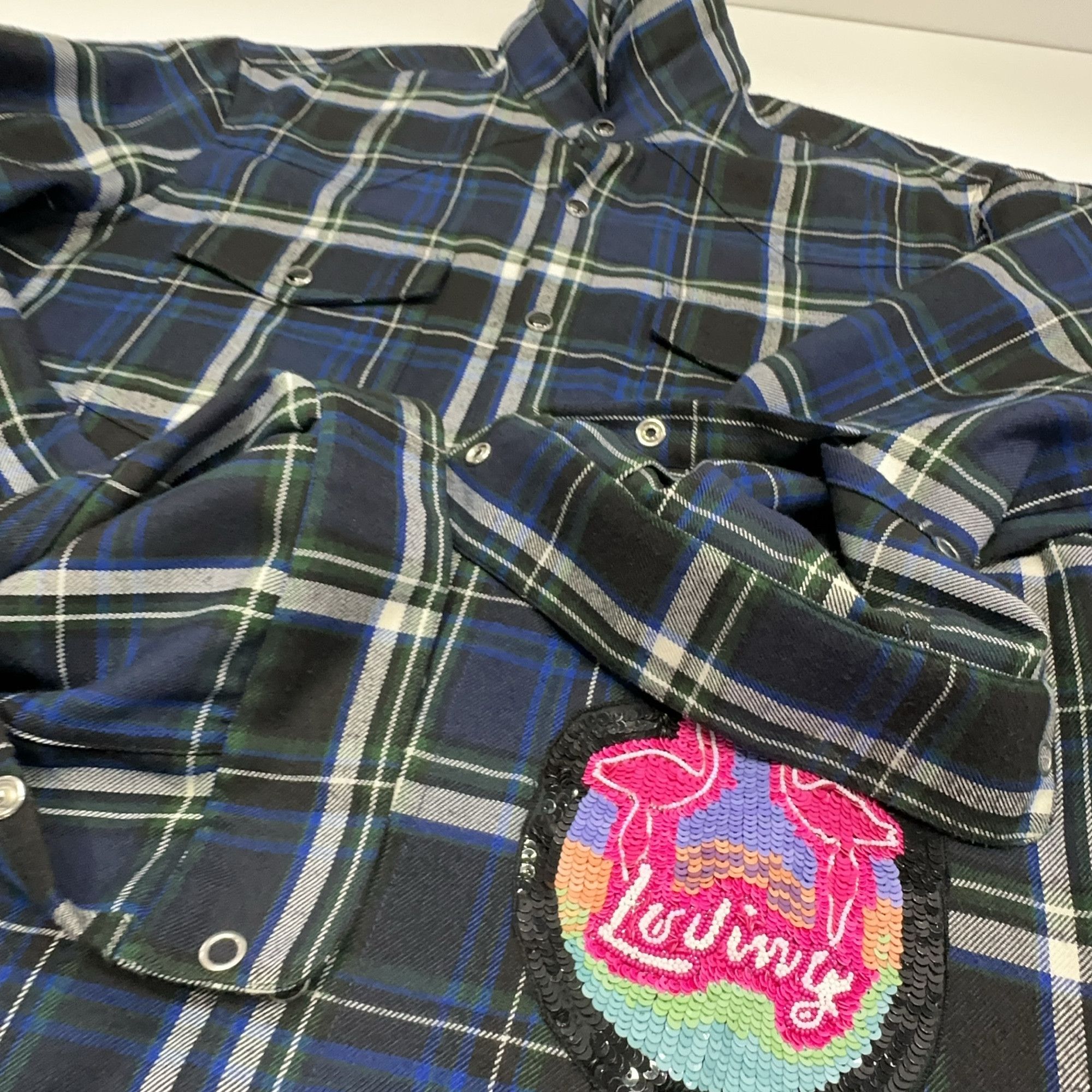 Valentino Valentino Sequin Patch Plaid Shirt Size S Size US S / EU 44-46 / 1 - 9 Thumbnail