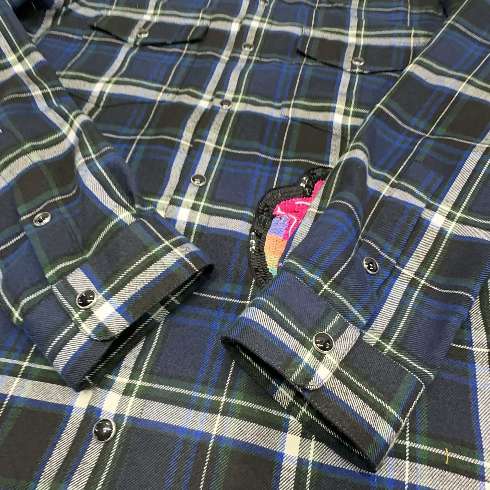 Valentino Valentino Sequin Patch Plaid Shirt Size S Size US S / EU 44-46 / 1 - 10 Thumbnail
