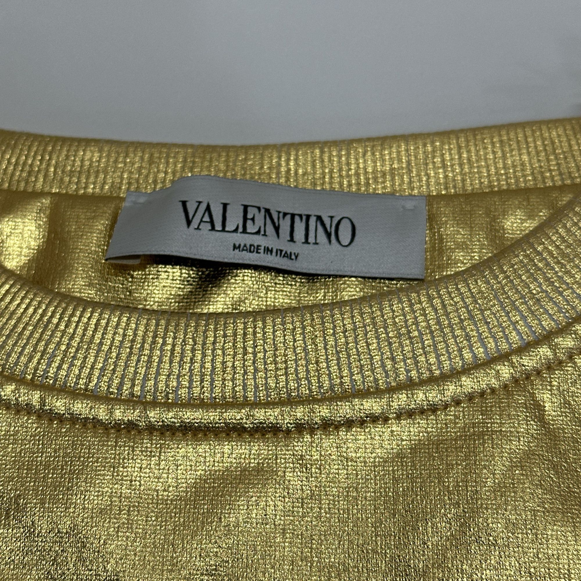 Valentino Valentino Gold Metallic Long Sleeve T-Shirt Size XS Size XS / US 0-2 / IT 36-38 - 3 Thumbnail