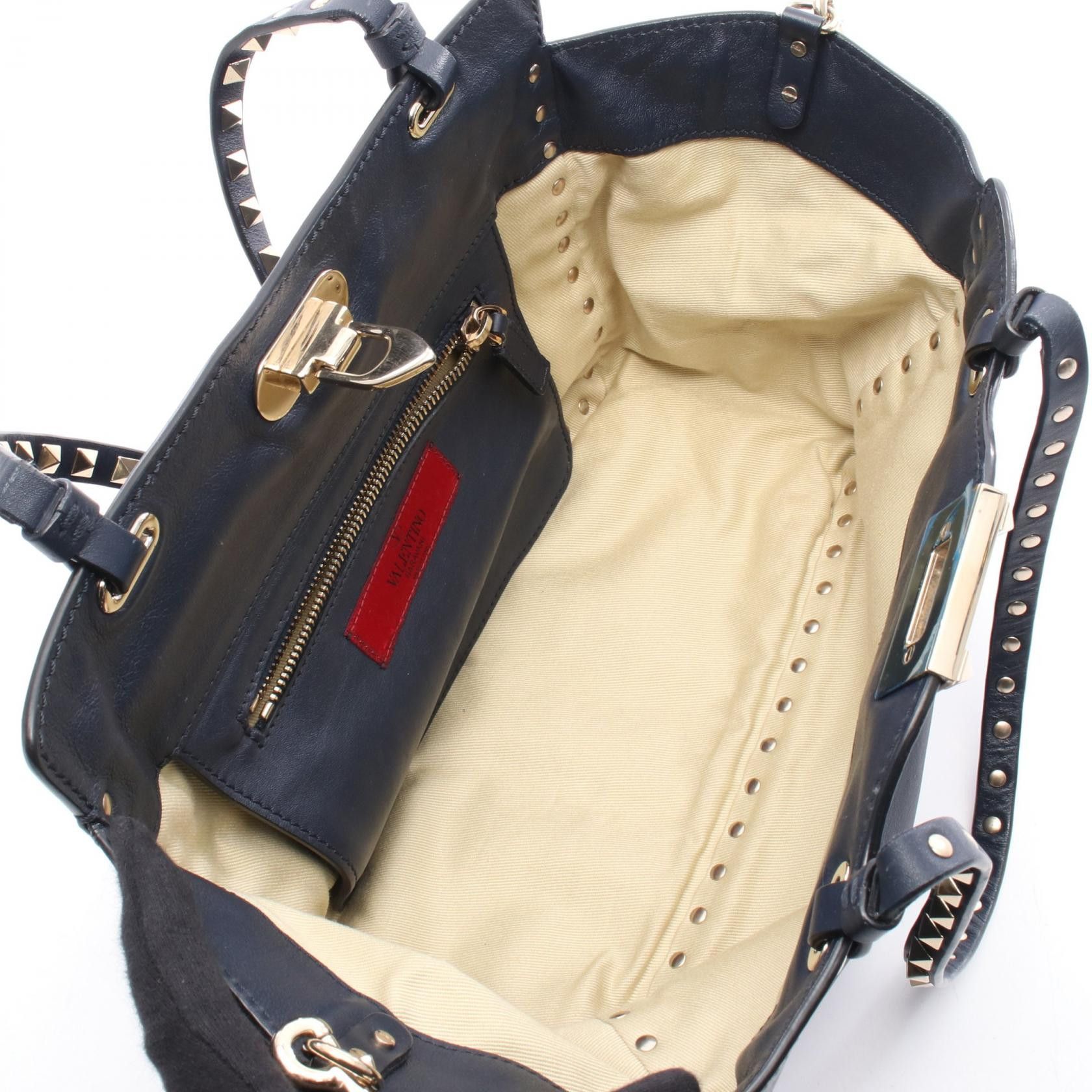 Valentino Valentino Valentino Rockstud Leather Tote Bag Leather Tote Bag DUTY FREE for USA Size ONE SIZE - 3 Thumbnail