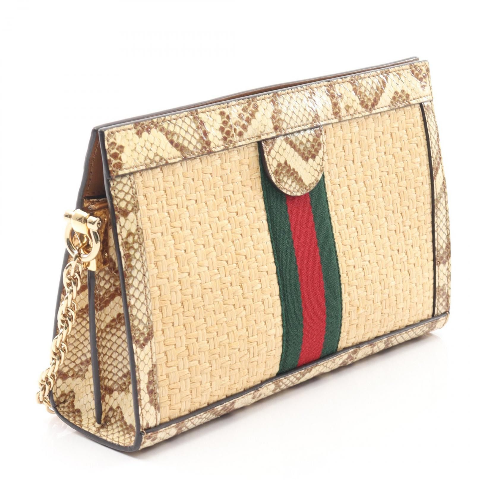 Gucci Gucci Gucci Ophidia exotic leather raffia shoulder bag Leather Shoulder Bag 503877 DUTY FREE for USA Size ONE SIZE - 2 Thumbnail