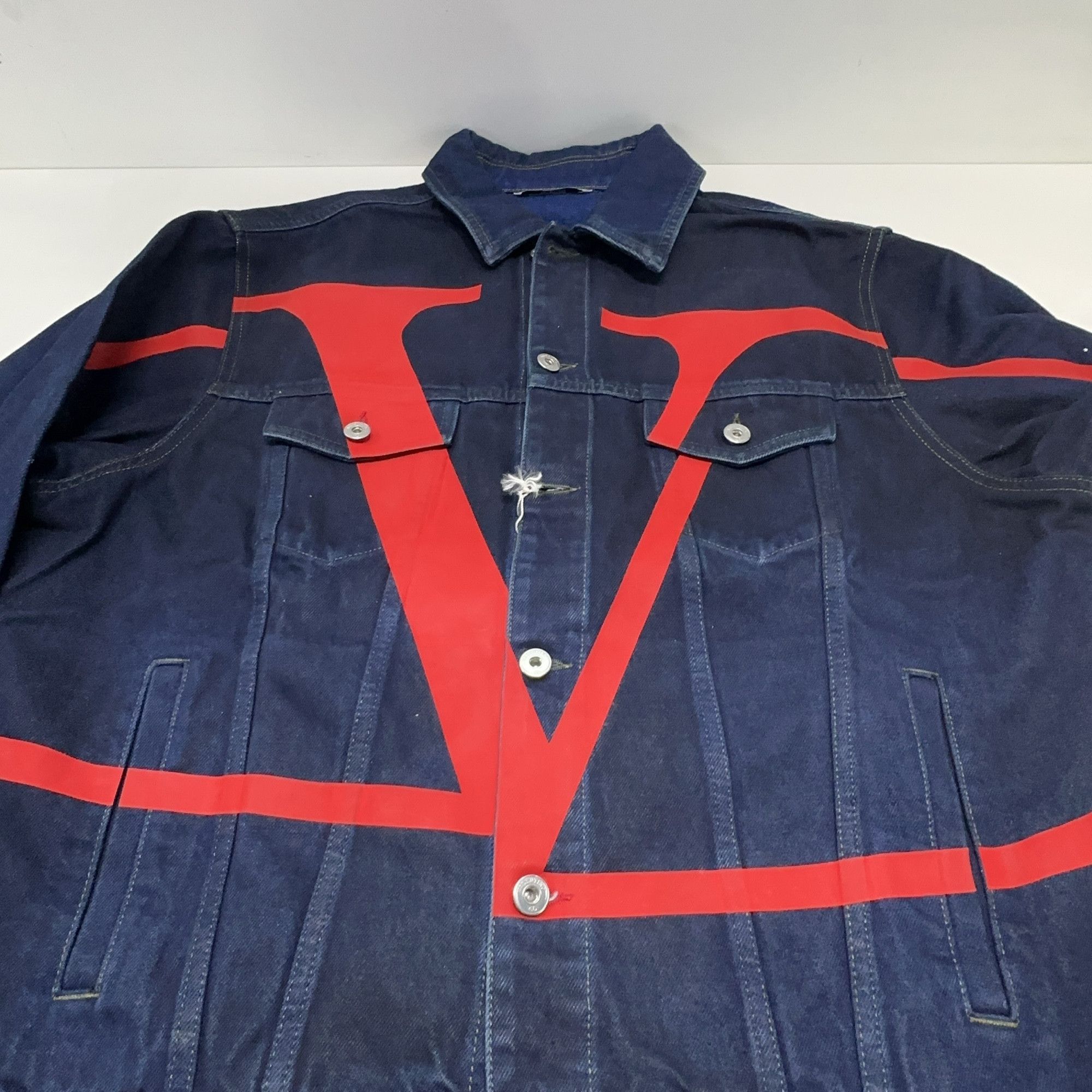 Valentino Valentino Large V Logo Denim Jacket Size S Size US S / EU 44-46 / 1 - 8 Thumbnail