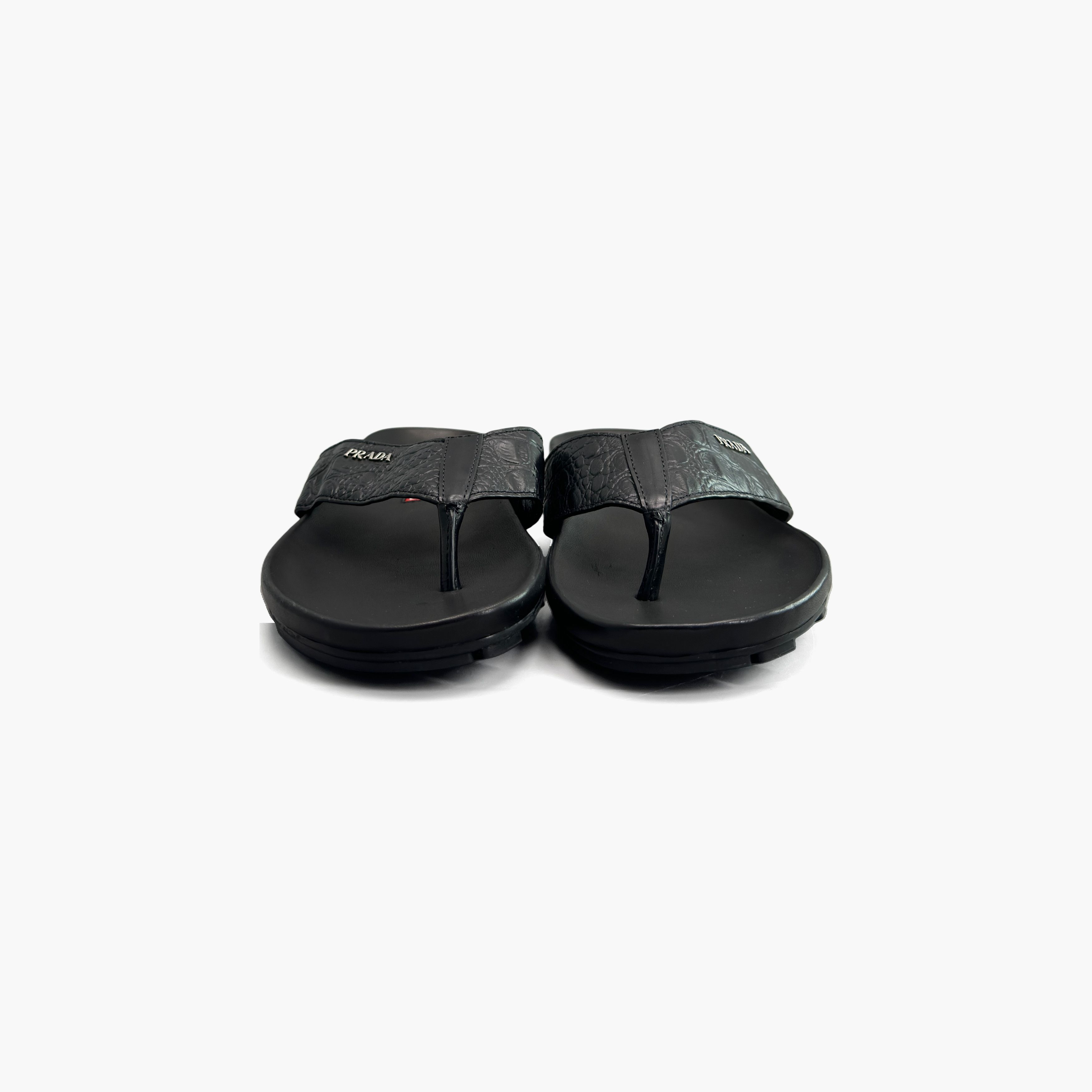 Prada Prada Crocodile Embossed Leather Sandals US 7 Size US 7 / EU 40 - 5 Thumbnail