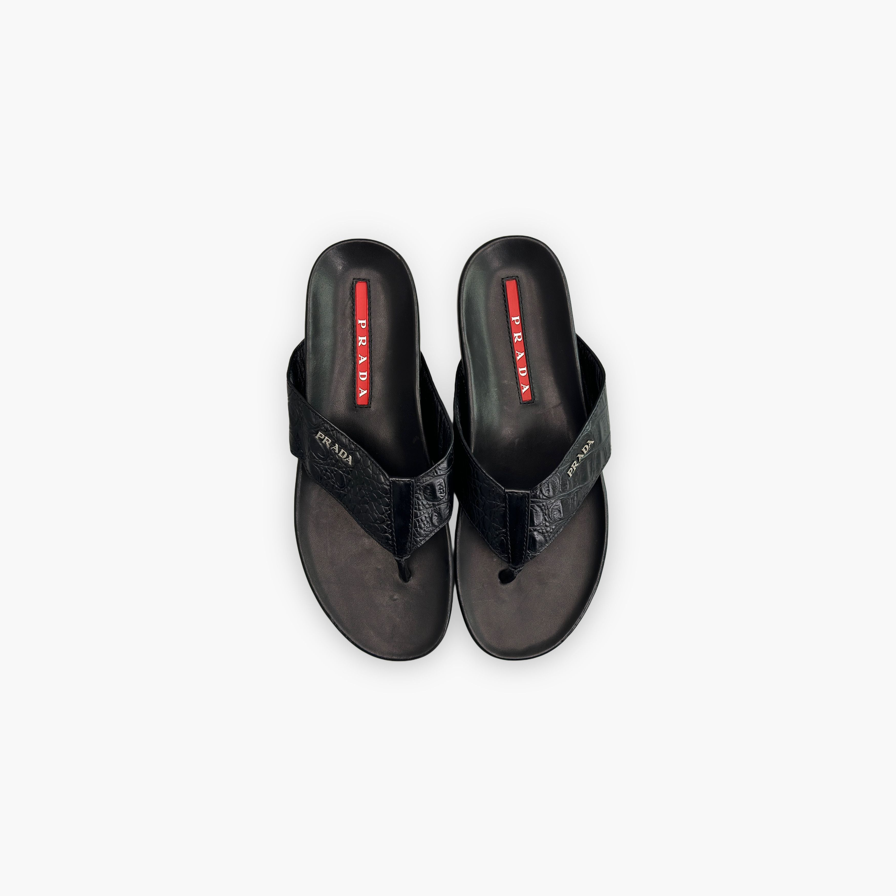 Prada Prada Crocodile Embossed Leather Sandals US 7 Size US 7 / EU 40 - 9 Thumbnail