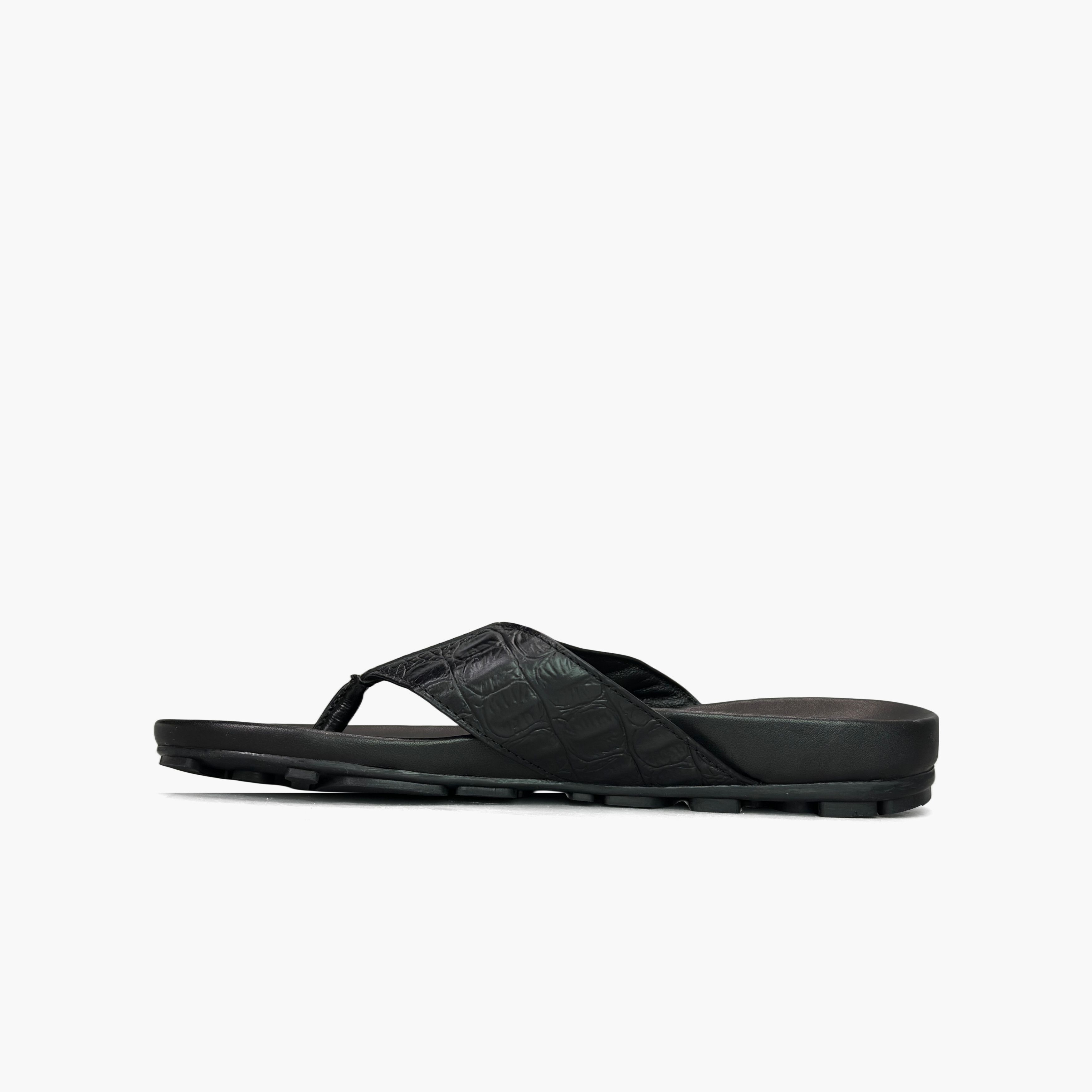 Prada Prada Crocodile Embossed Leather Sandals US 7 Size US 7 / EU 40 - 3 Thumbnail
