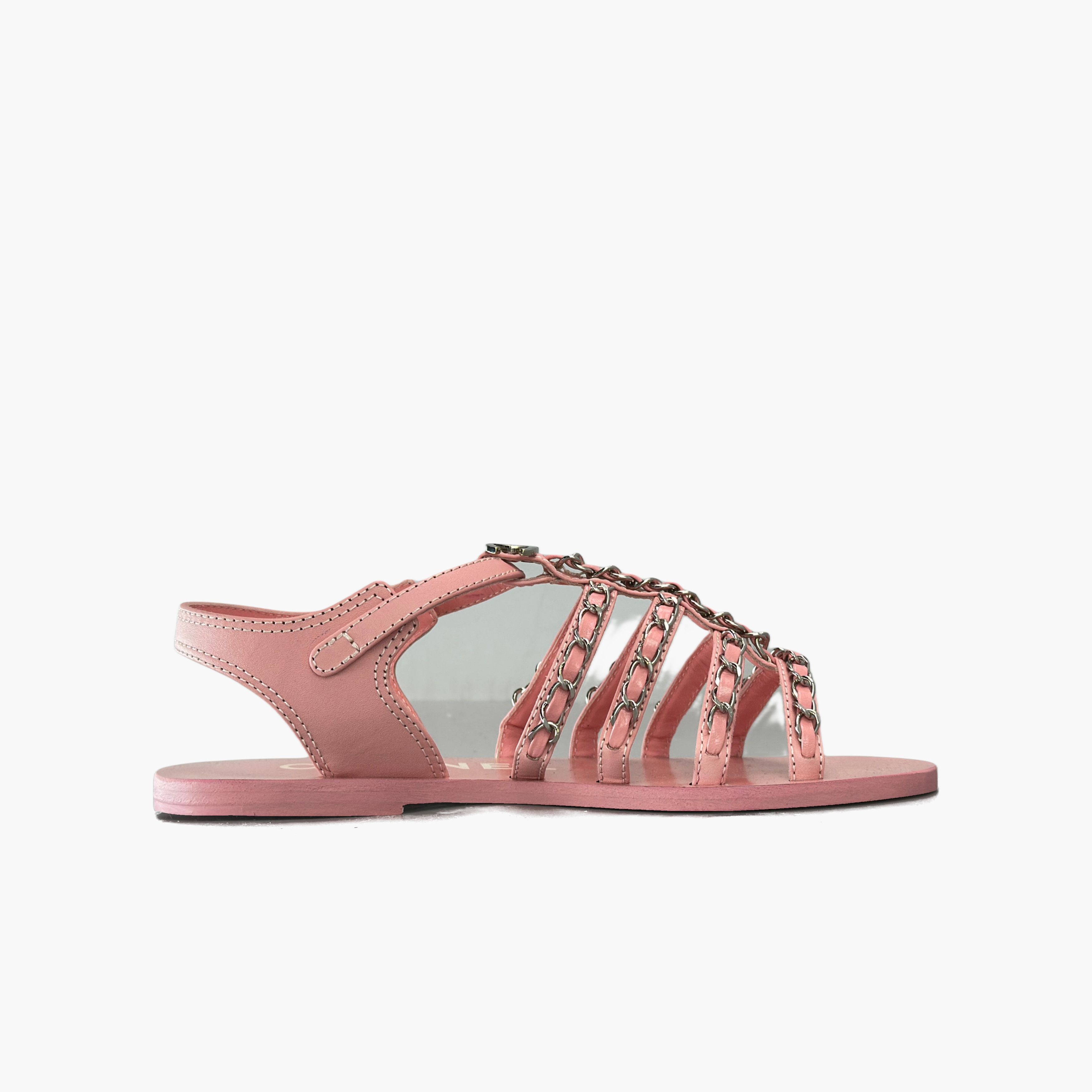 Chanel Chanel Pink Chain Detail Sandals Size 36 Size US 6 / IT 36 - 2 Thumbnail