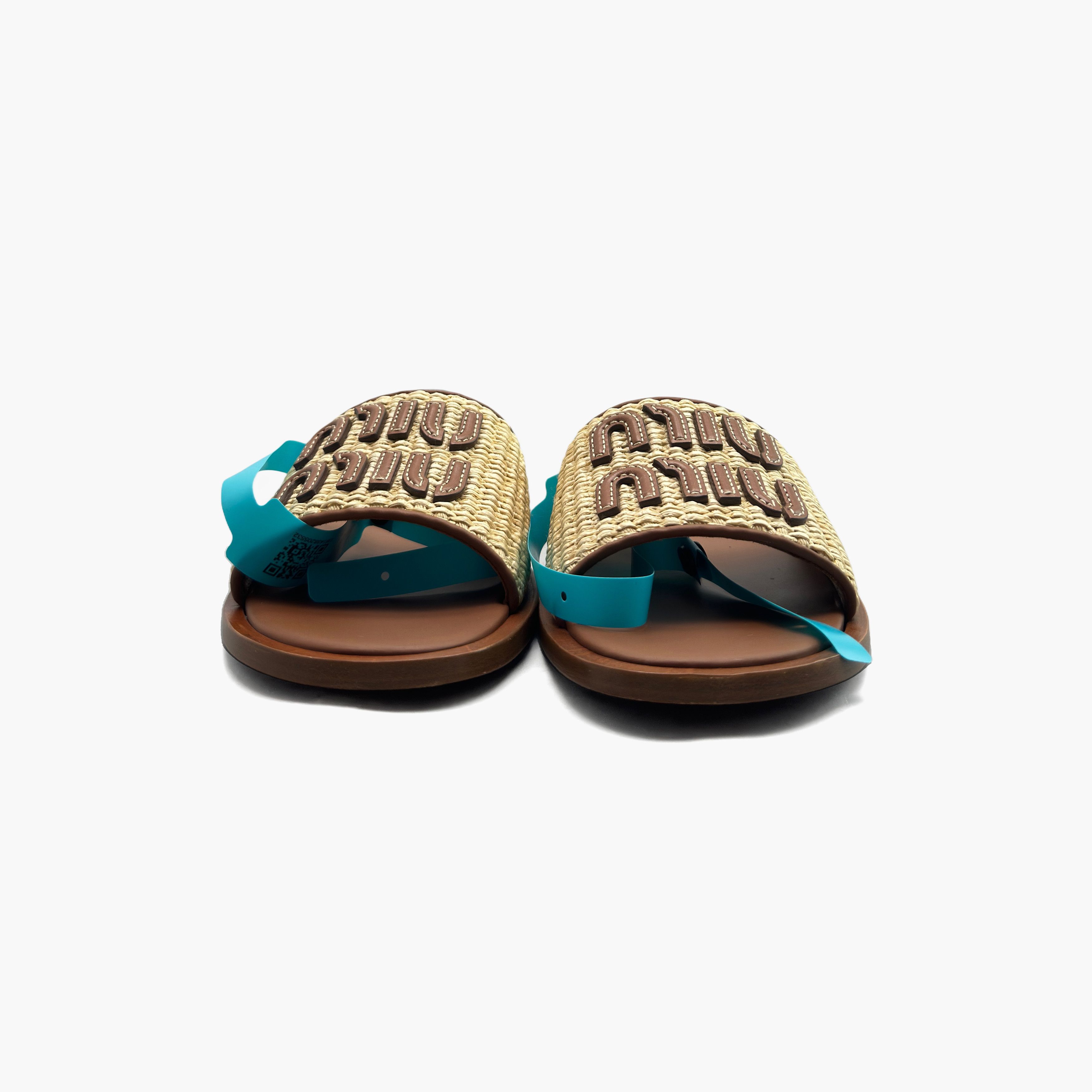 Miu Miu Miu Miu Raffia Logo Sandals Size 37 Size US 7 / IT 37 - 5 Thumbnail