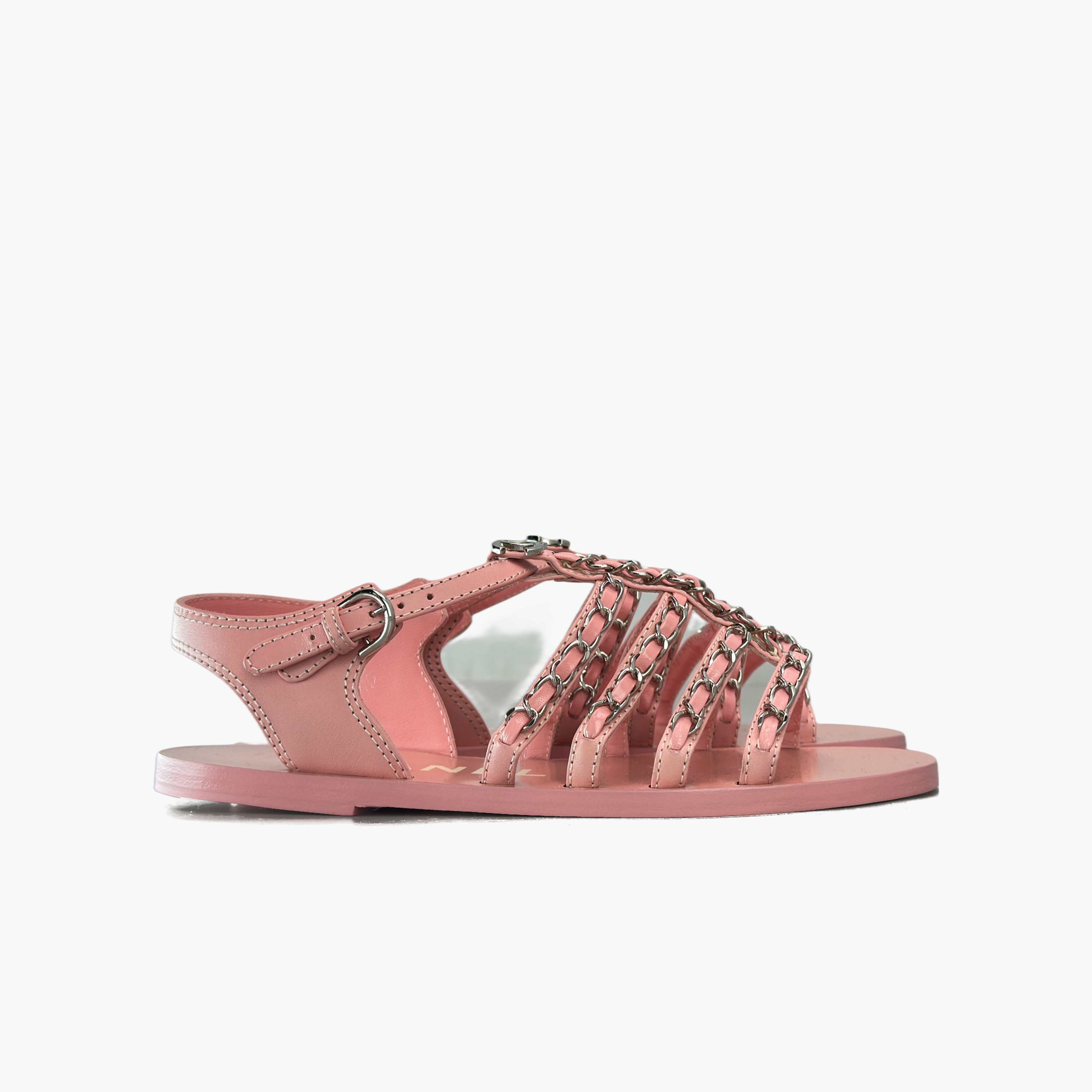 Chanel Chanel Pink Chain Leather Sandals Size 36.5 Size US 6.5 / IT 36.5 - 4 Thumbnail