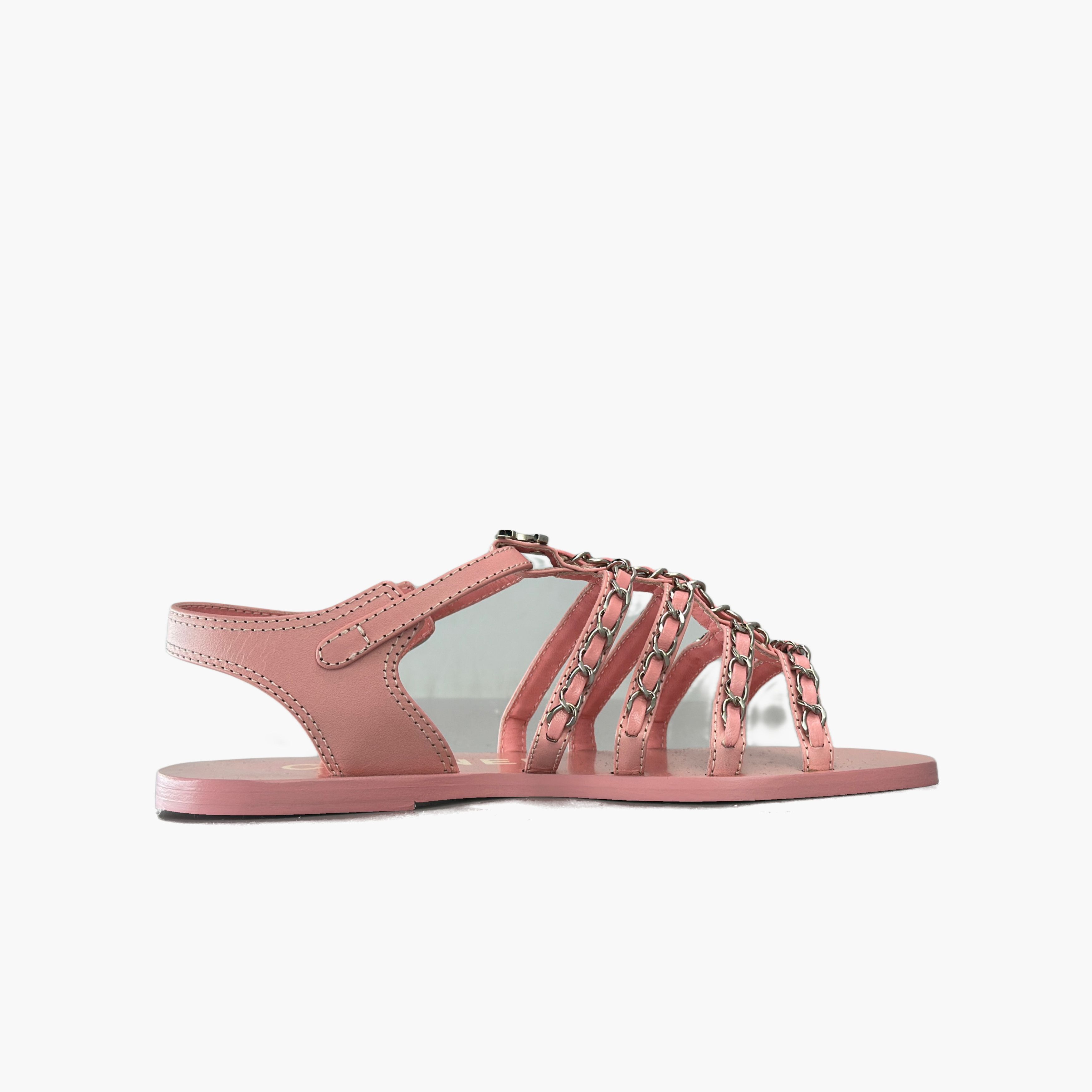 Chanel Chanel Pink Chain Leather Sandals Size 36.5 Size US 6.5 / IT 36.5 - 2 Thumbnail