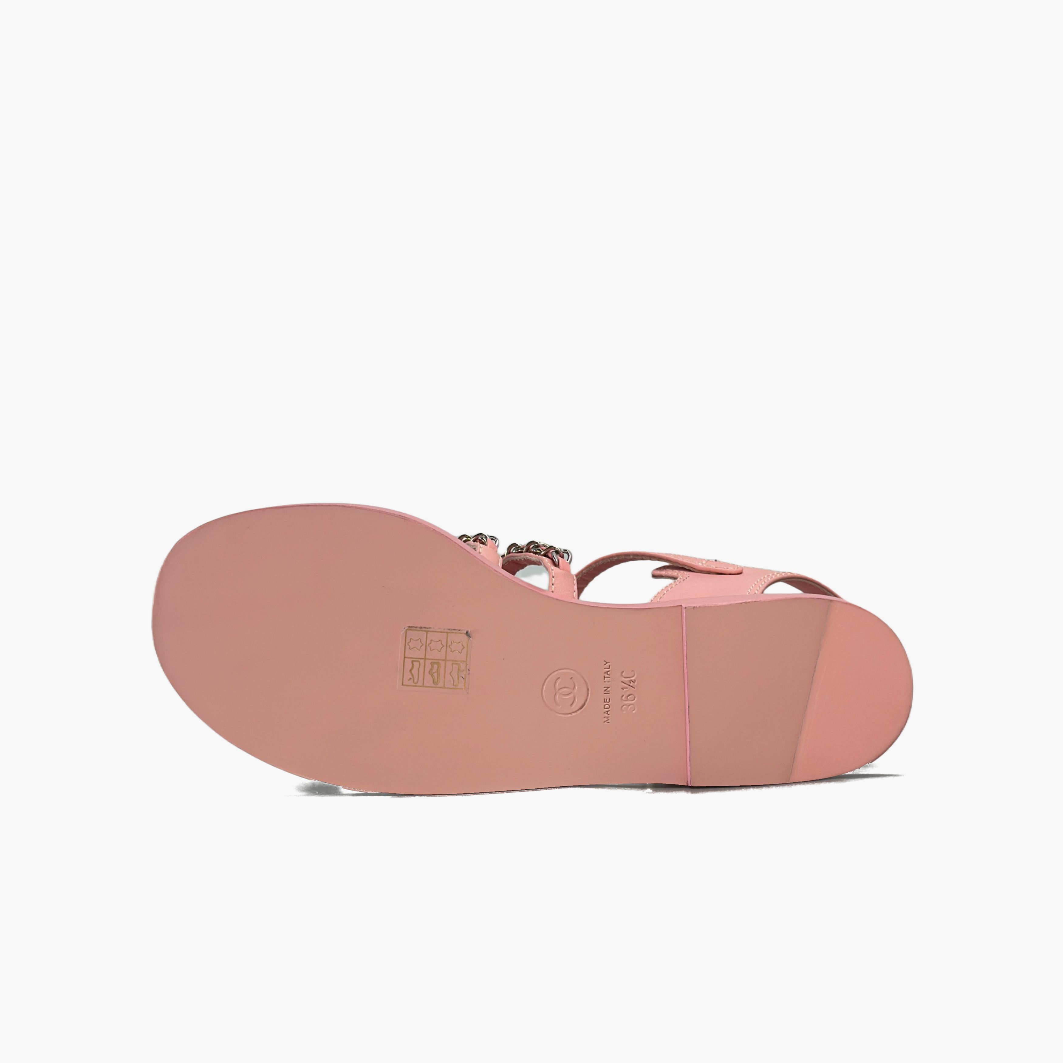 Chanel Chanel Pink Chain Leather Sandals Size 36.5 Size US 6.5 / IT 36.5 - 8 Thumbnail