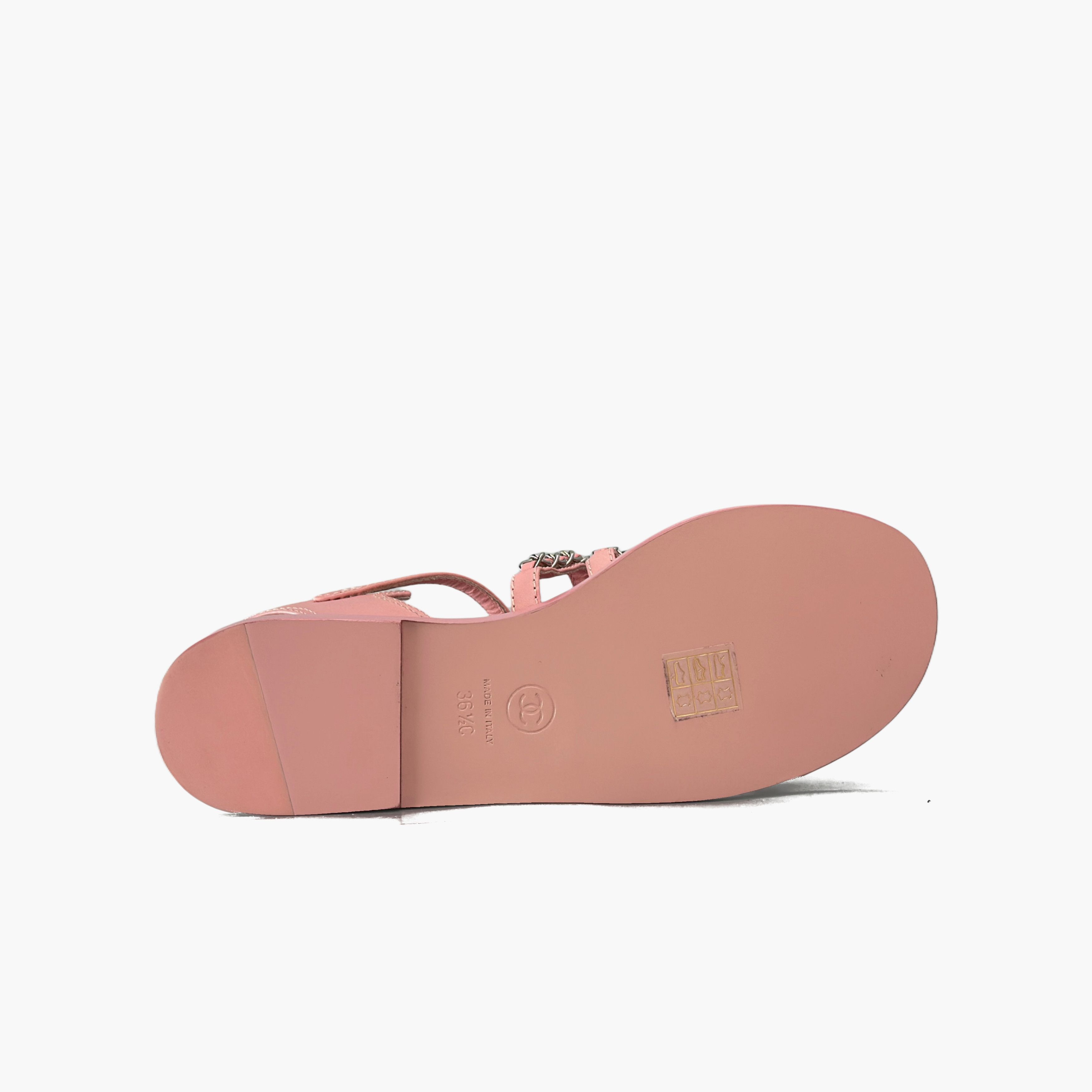 Chanel Chanel Pink Chain Leather Sandals Size 36.5 Size US 6.5 / IT 36.5 - 7 Thumbnail