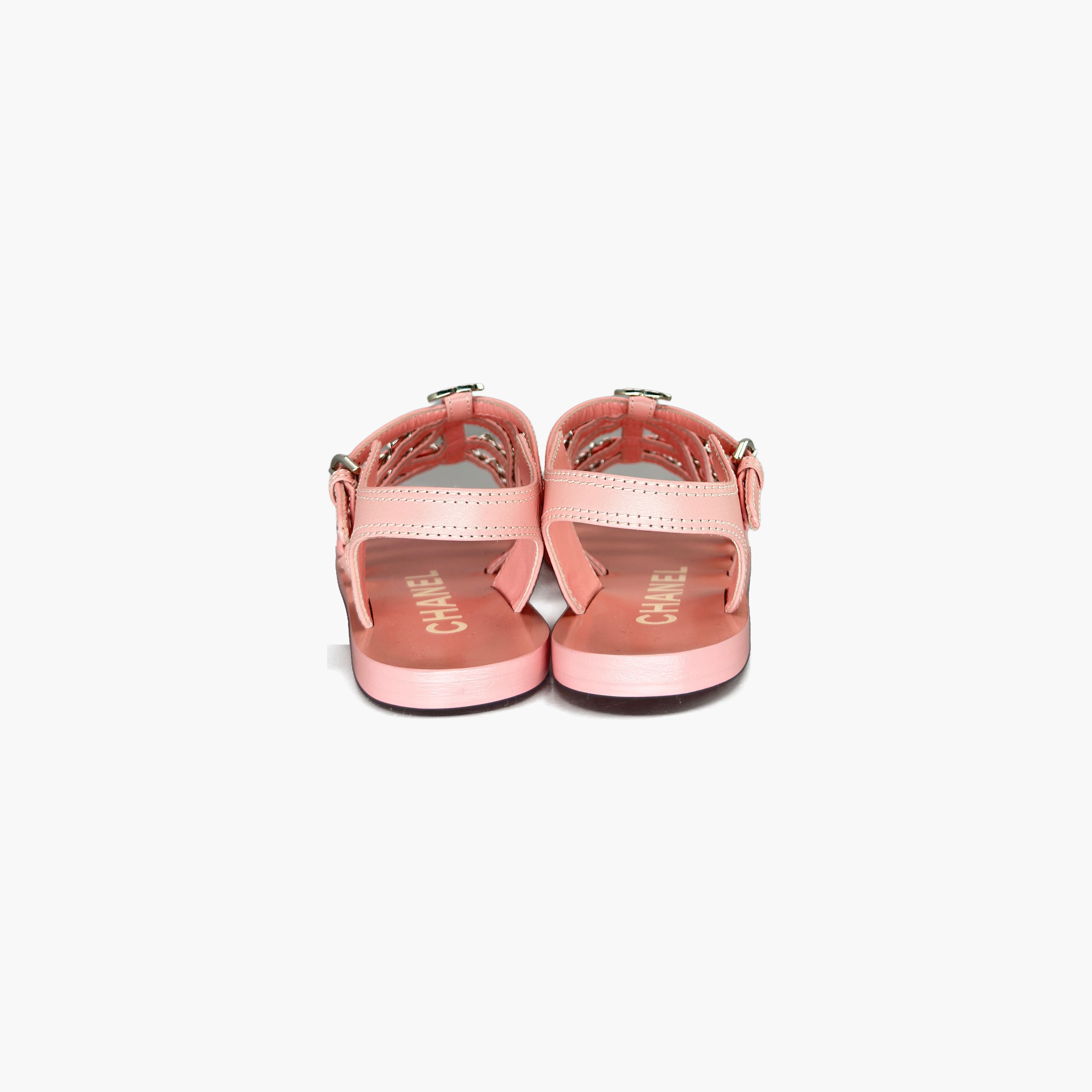 Chanel Chanel Pink Chain Leather Sandals Size 36.5 Size US 6.5 / IT 36.5 - 6 Thumbnail