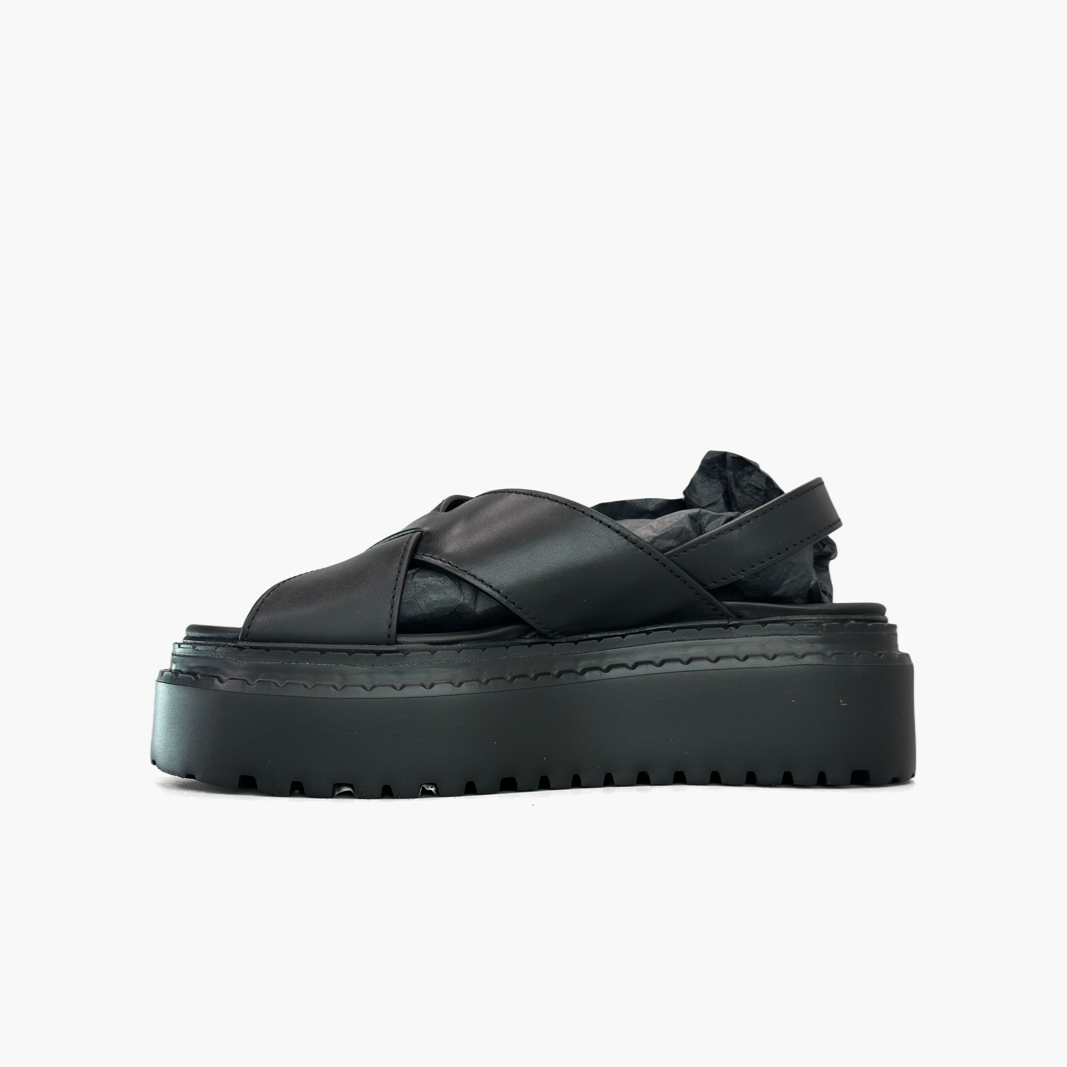 Prada Prada Black Leather Platform Sandals Size 37.5 Size US 7.5 / IT 37.5 - 3 Thumbnail